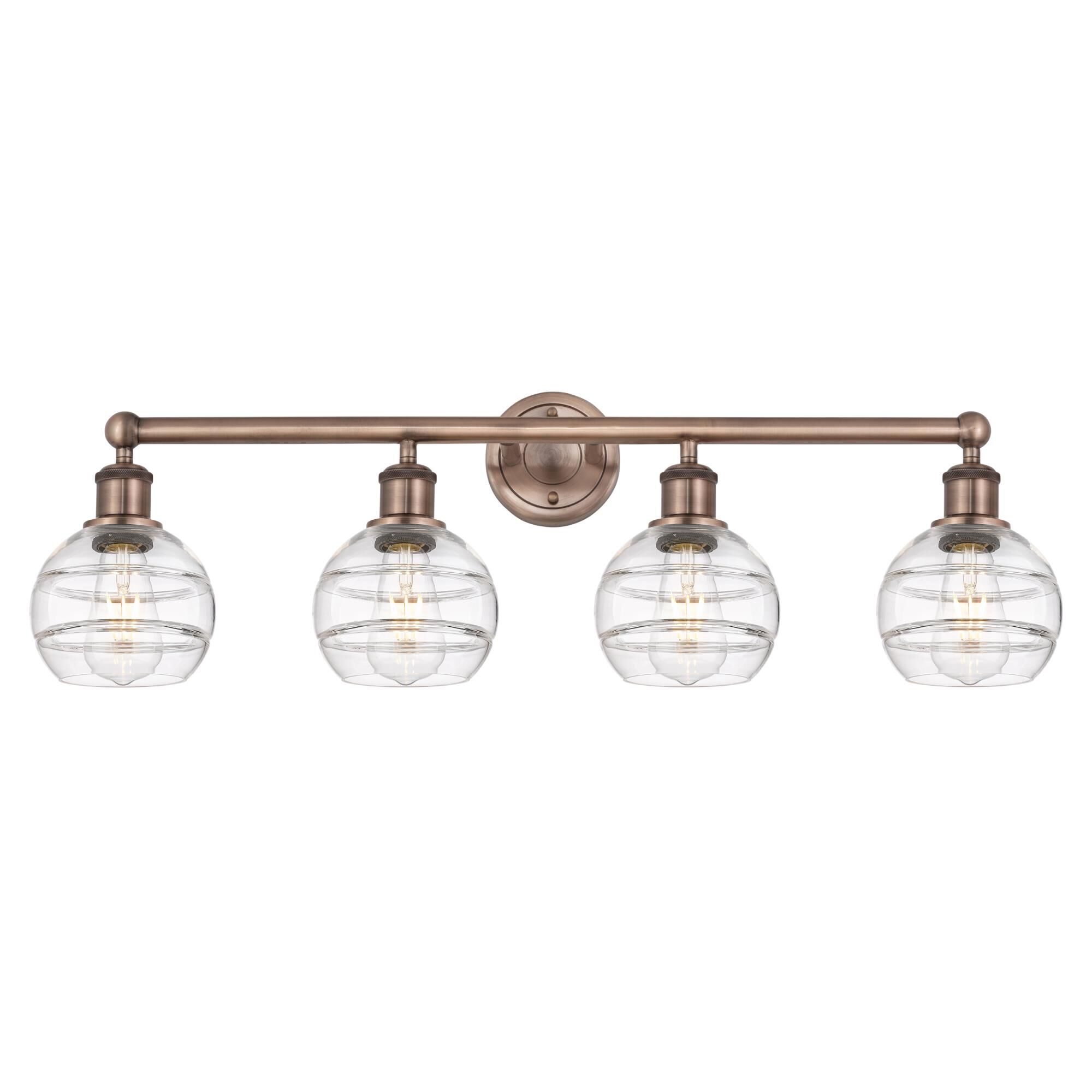 Shown in Antique Copper finish and Clear glass