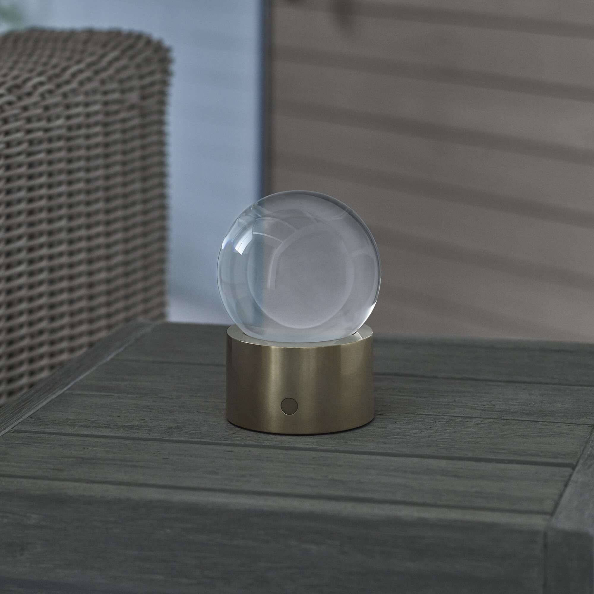 Shown in Natural Brass finish and Crystal glass