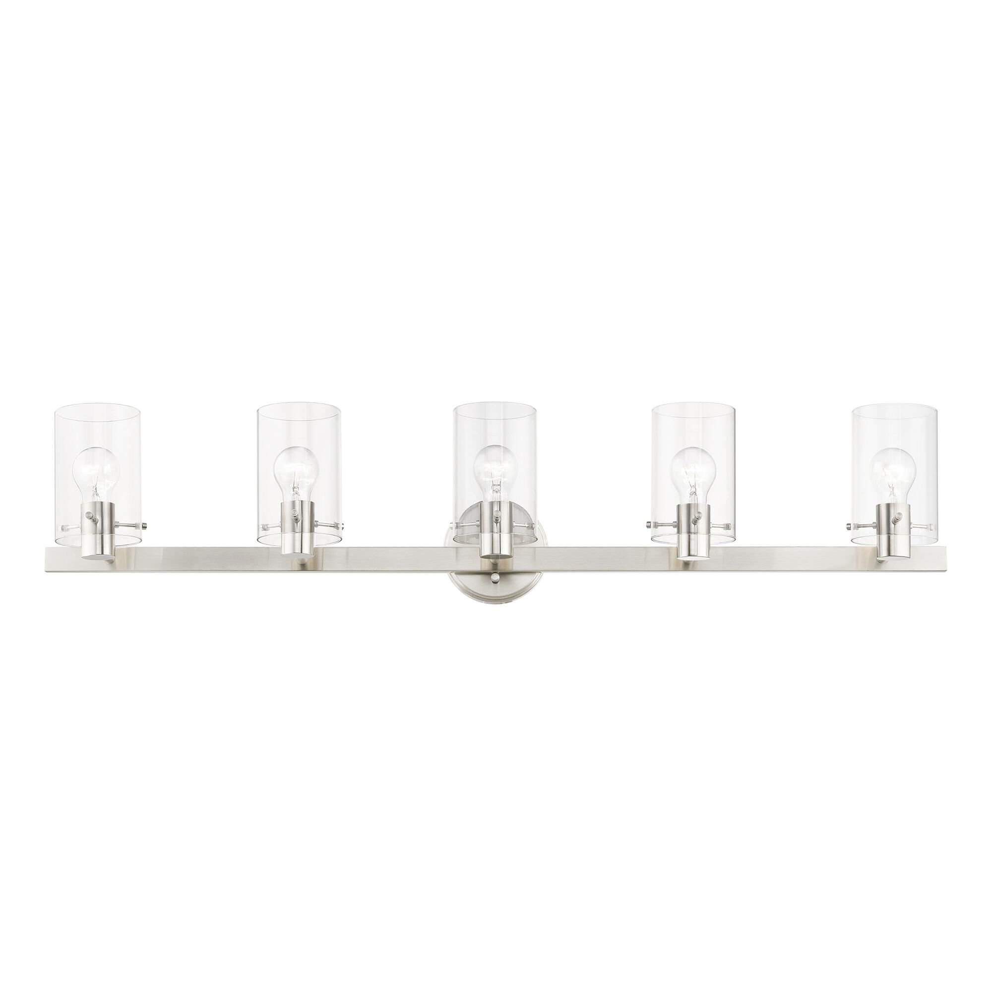 Shown in Brushed Nickel finish and Clear glass