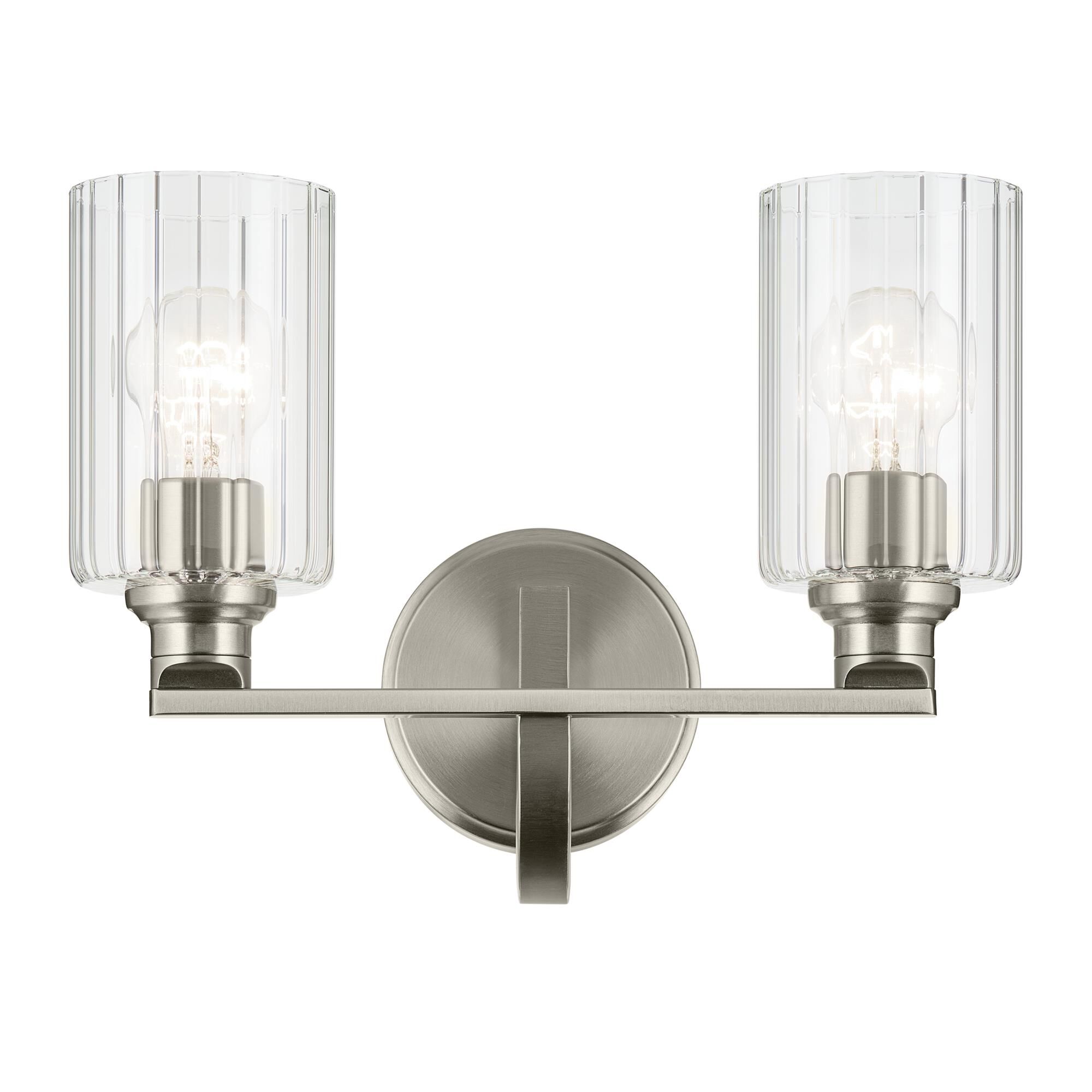 Shown in Brushed Nickel finish and Clear Fluted glass