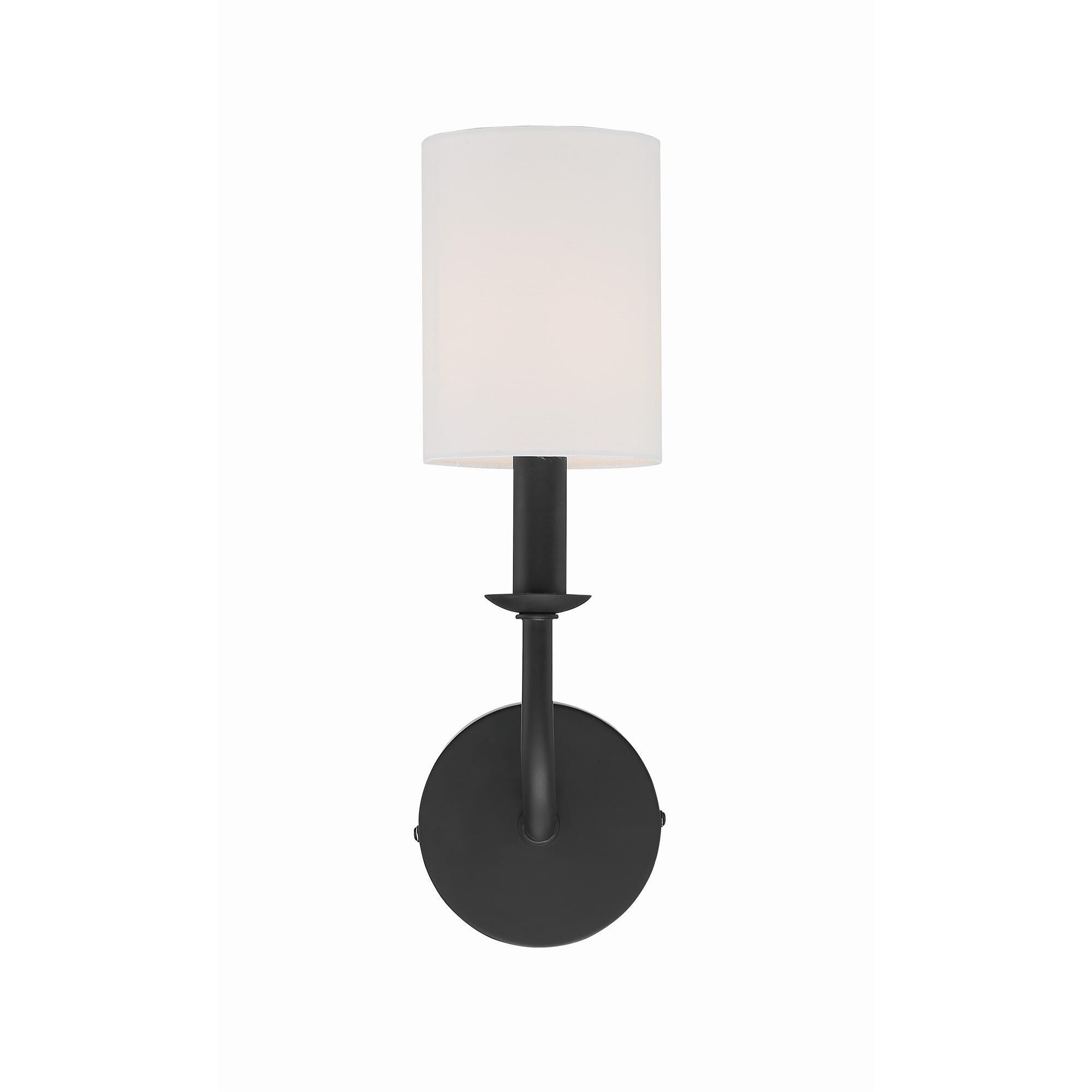 Shown in Matte Black finish and Silk glass and White shade