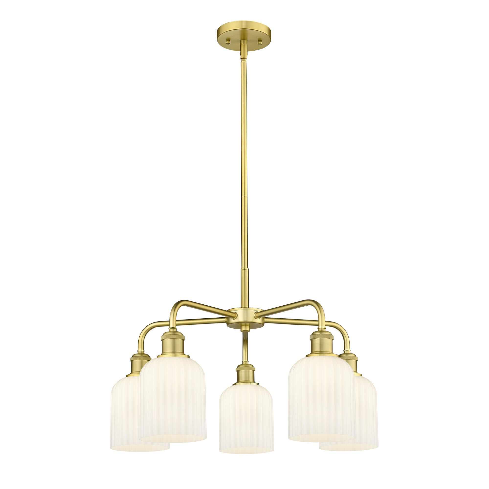 Shown in Satin Gold finish and Gloss White shade