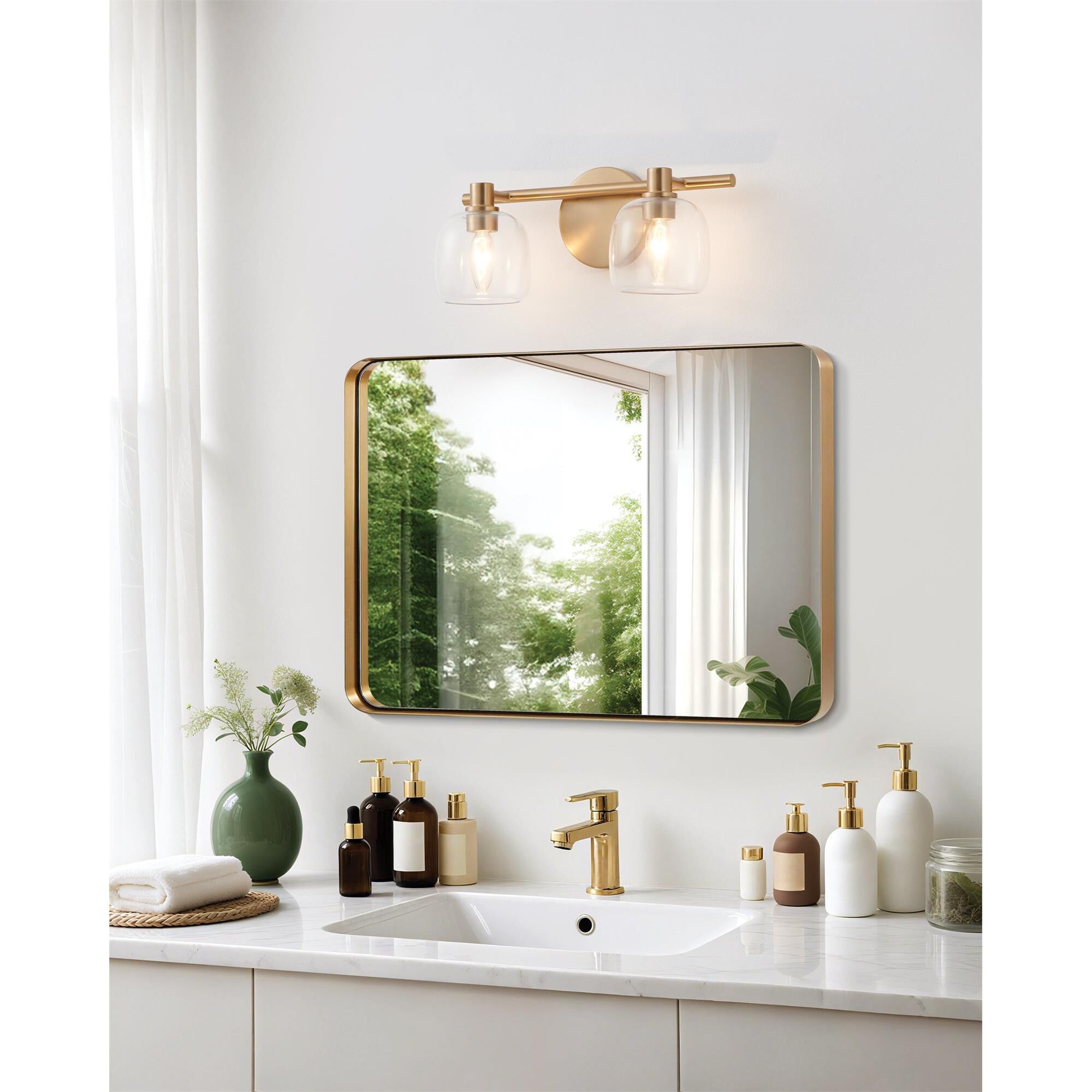Shown in Champagne Gold finish and Clear glass