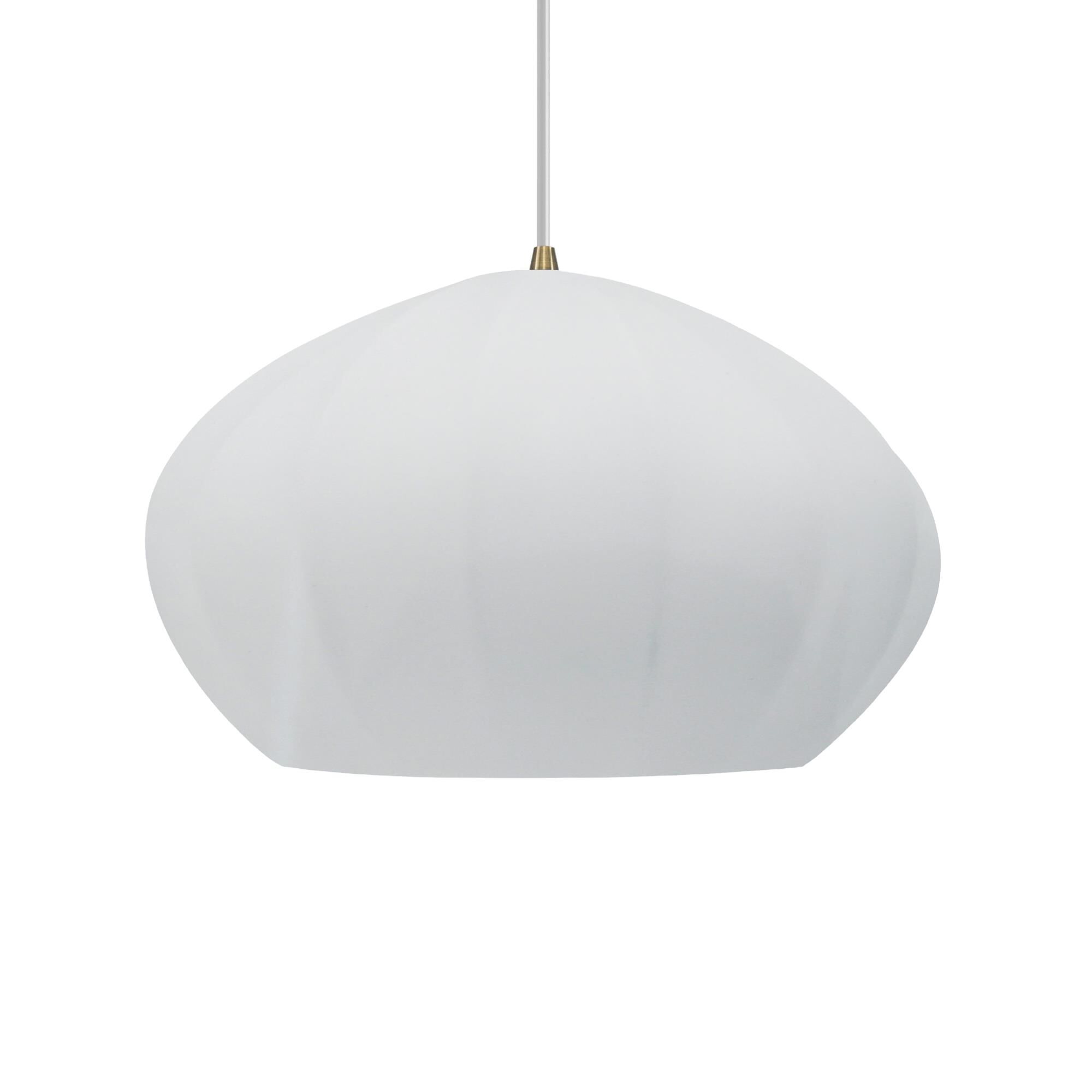 Shown in Antique Brass finish and Gloss White shade