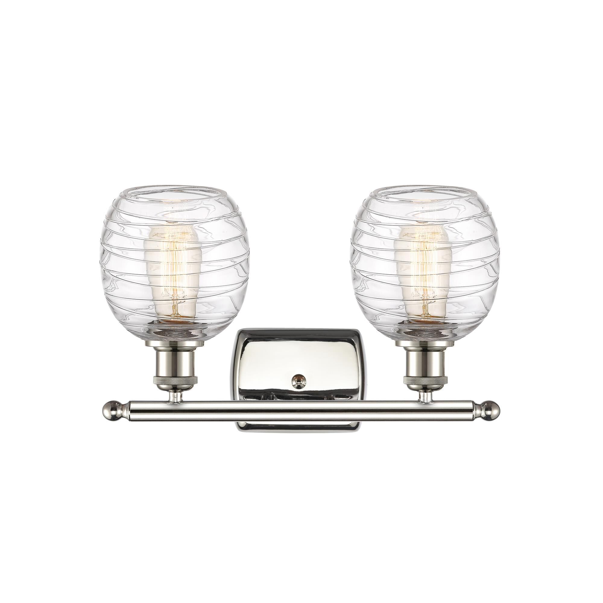 Shown in Polished Nickel finish and Deco Swirl glass