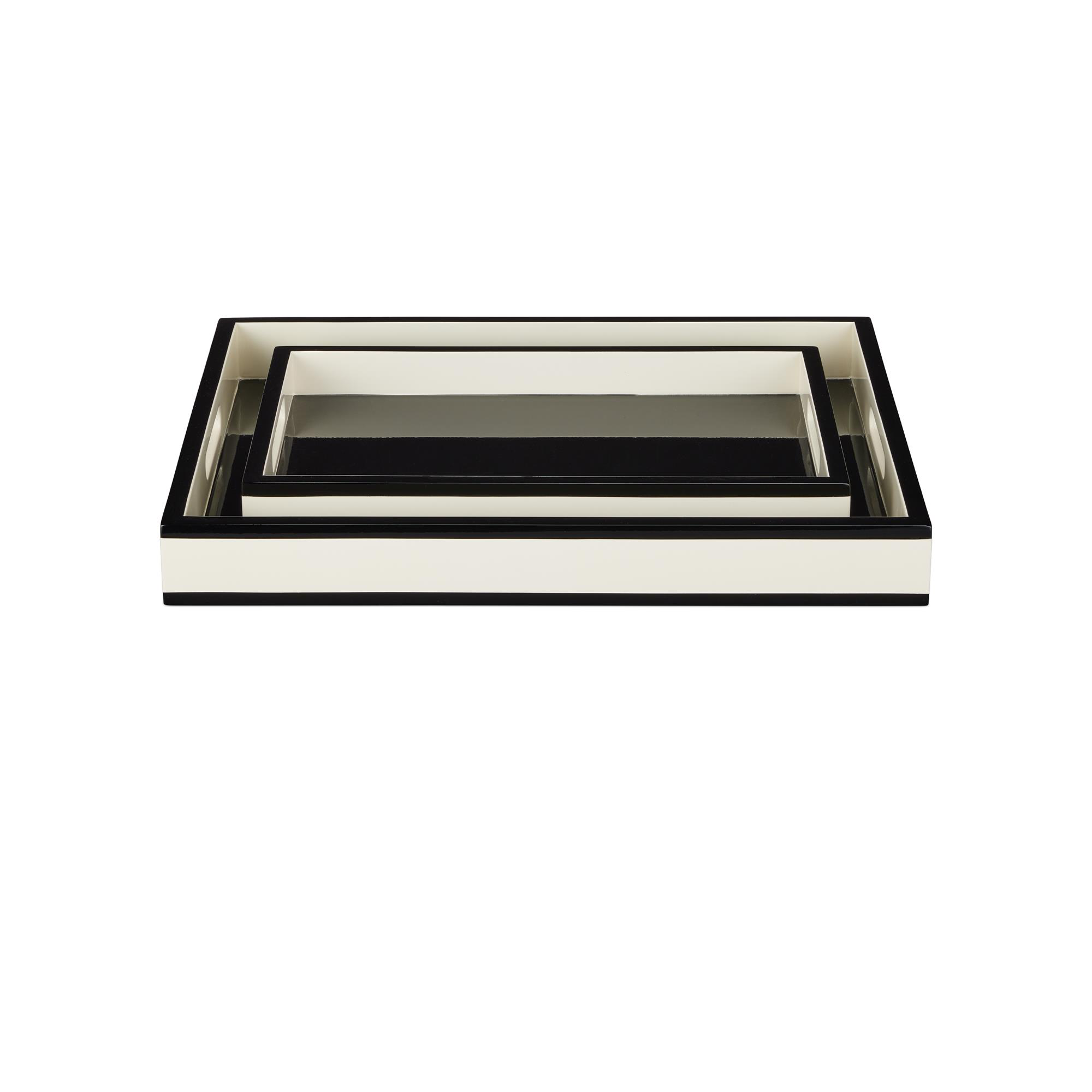 Ivory Lacquer Tray Set of 2,