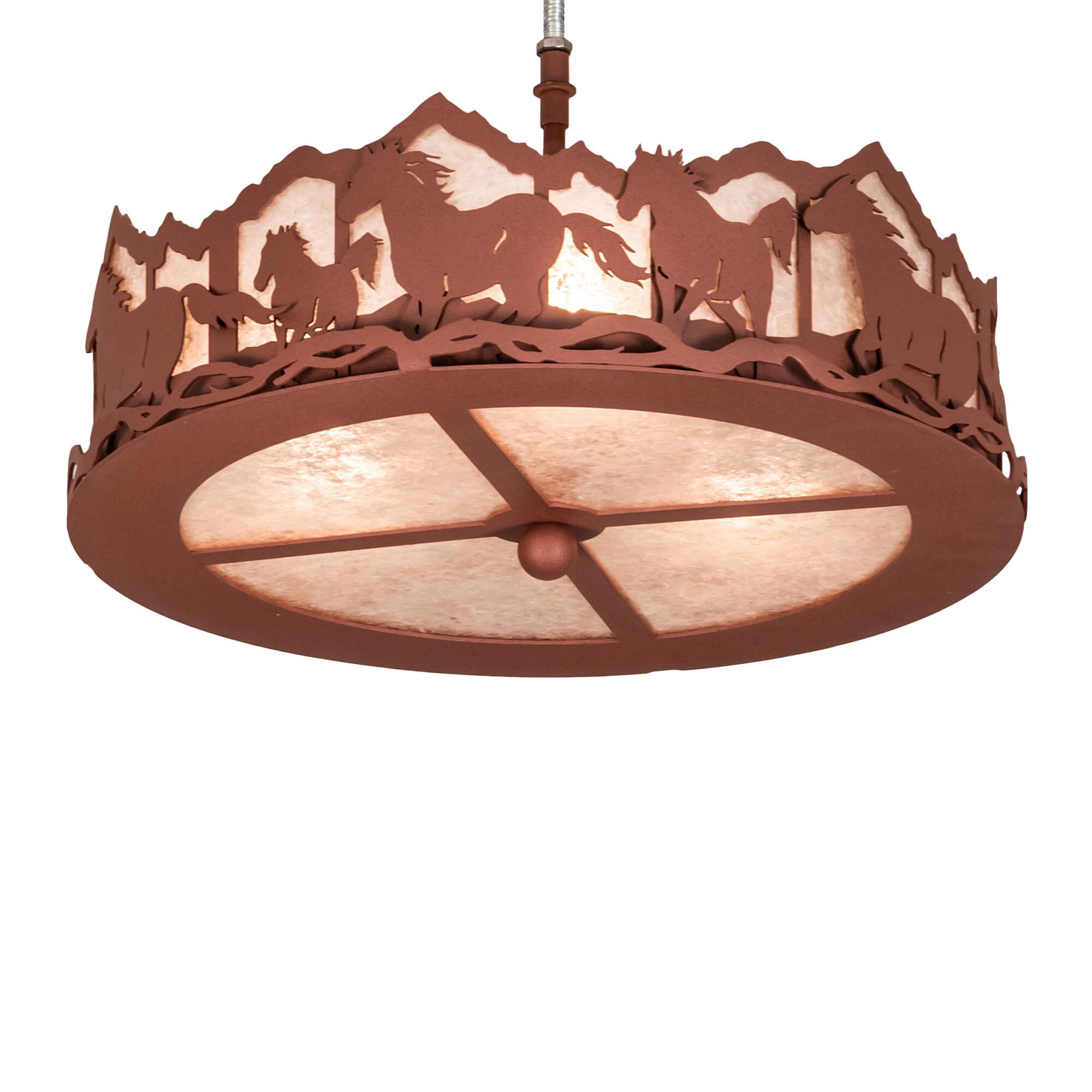 Shown in Rust Finish finish and Silver Mica glass