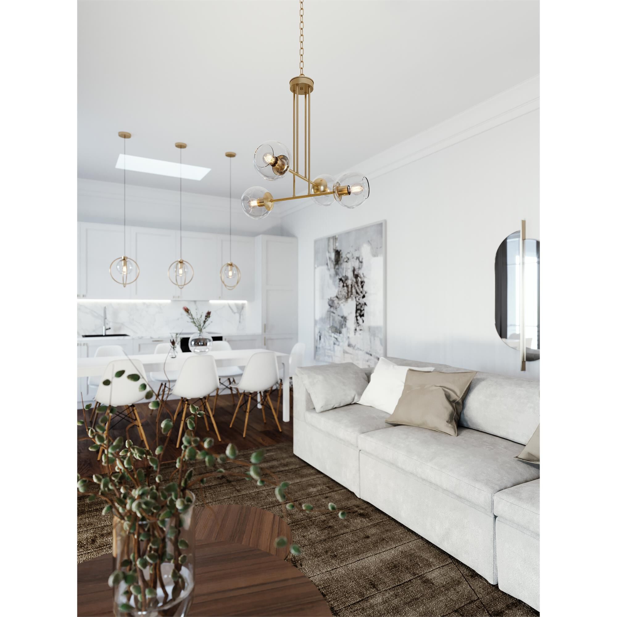 Shown in Satin Brass finish and Clear glass
