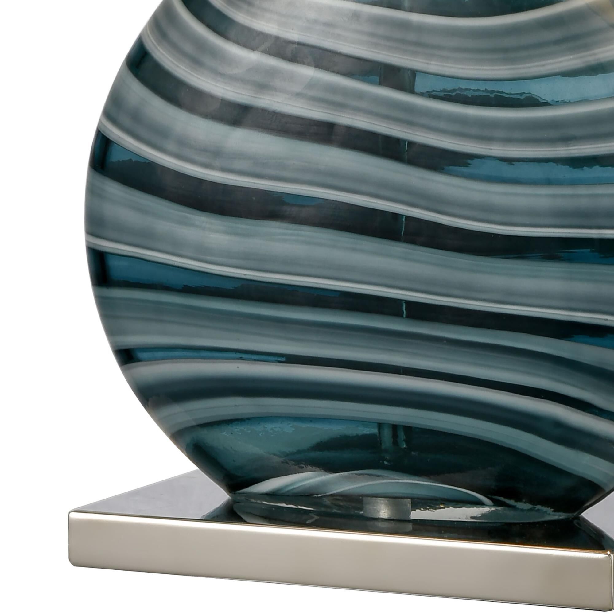 Shown in Teal finish and White Linen Hardback Shade glass and White Linen Hardback shade