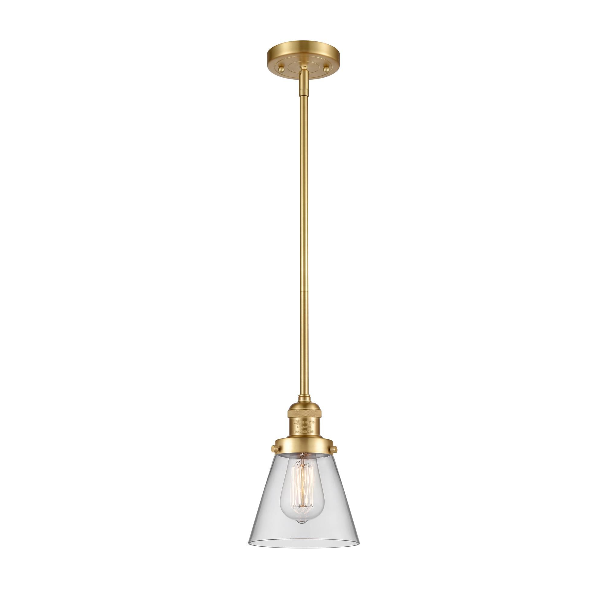Shown in Satin Gold finish and Clear glass