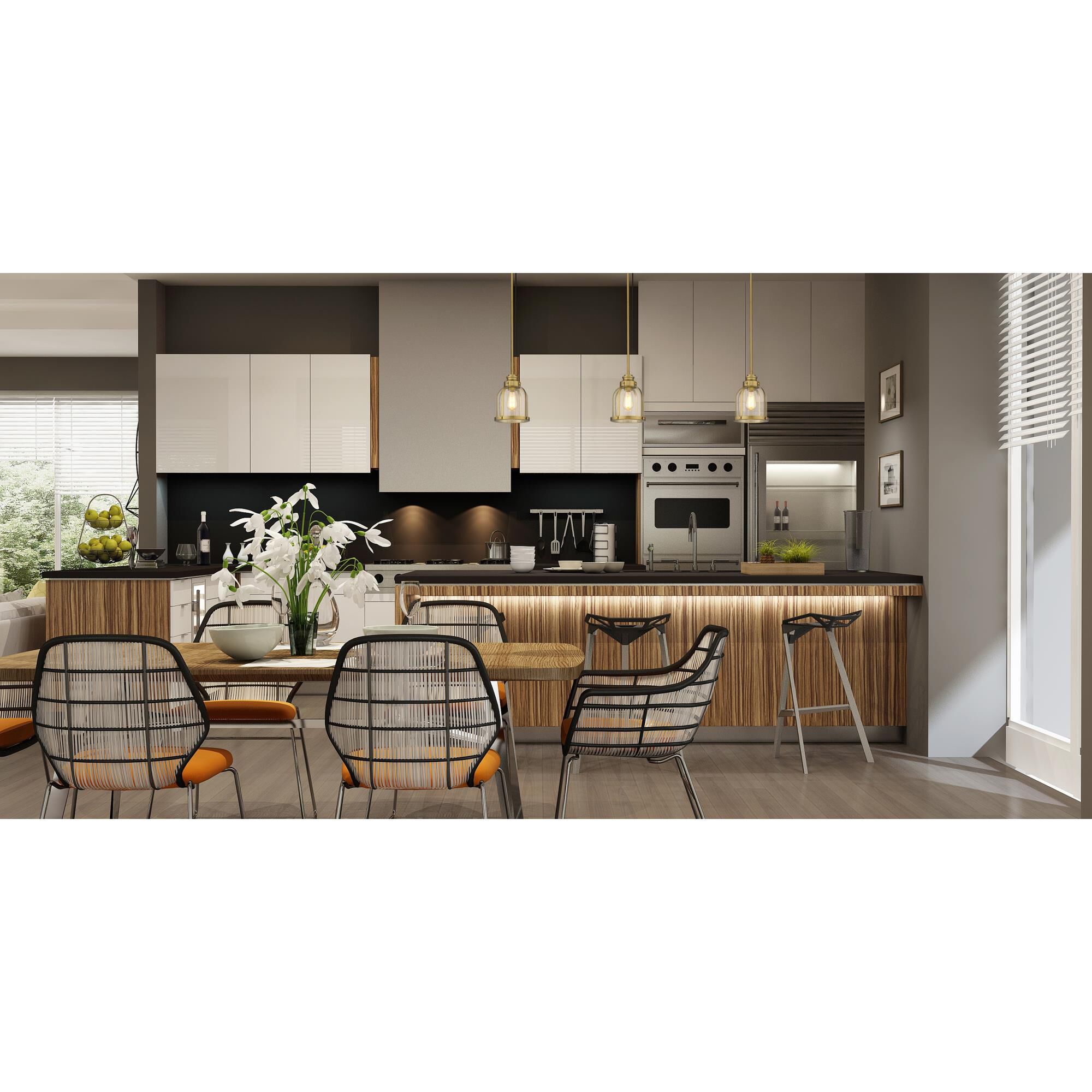 Shown in Heritage Brass finish and Clear Seedy glass and No Shade shade