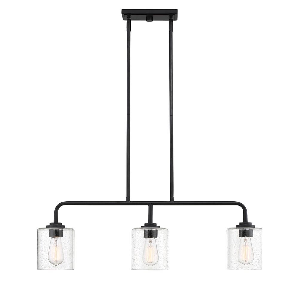 Shown in Matte Black finish and Clear Seedy glass and Clear Seedy Glass shade