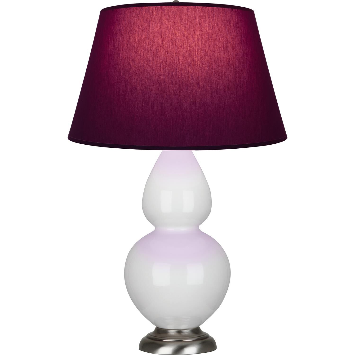Shown in Lily finish and Plum and Lavender shade and Antique Silver accent