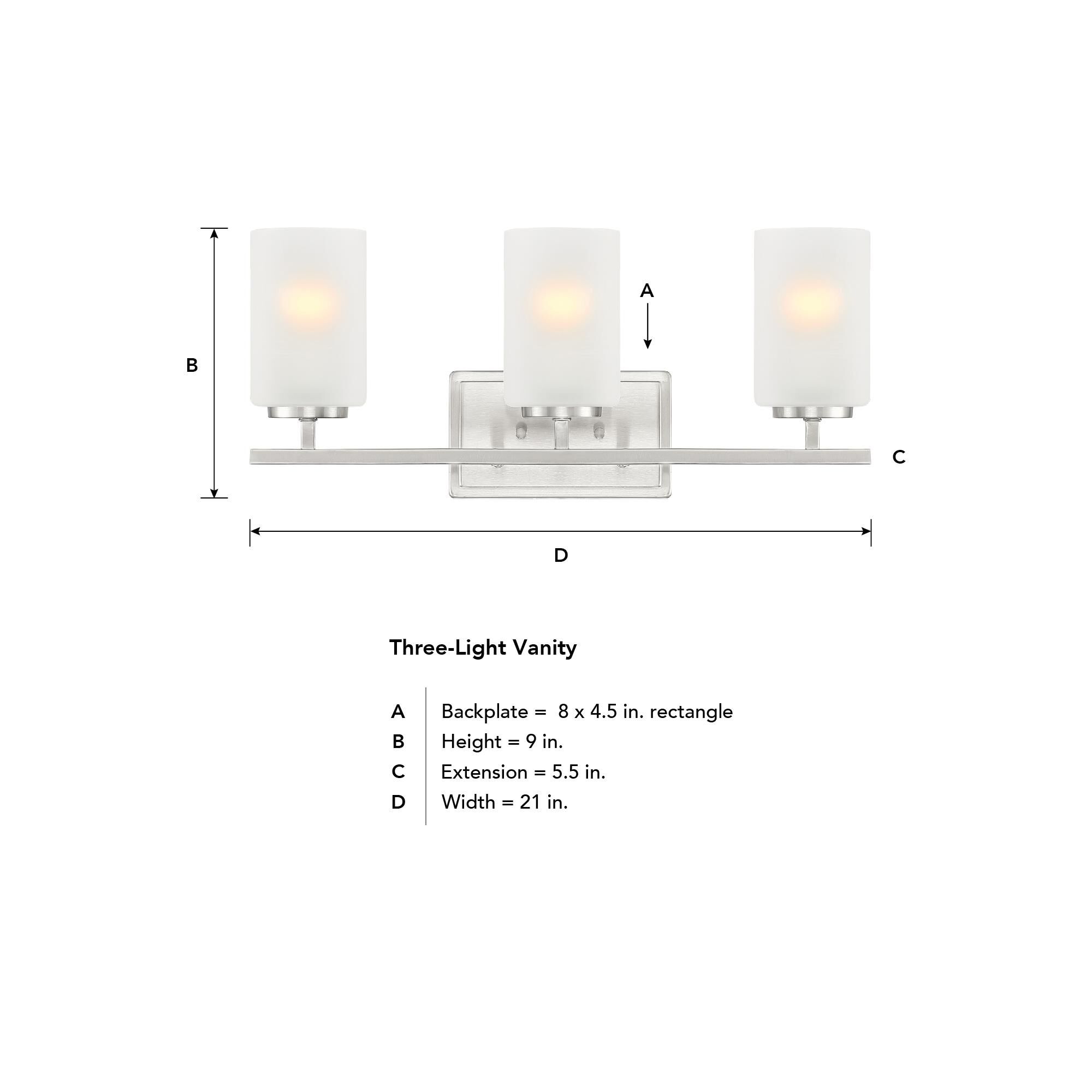 Carmine 21 Inch 3 Light Bath Vanity Light by Designers Fountain