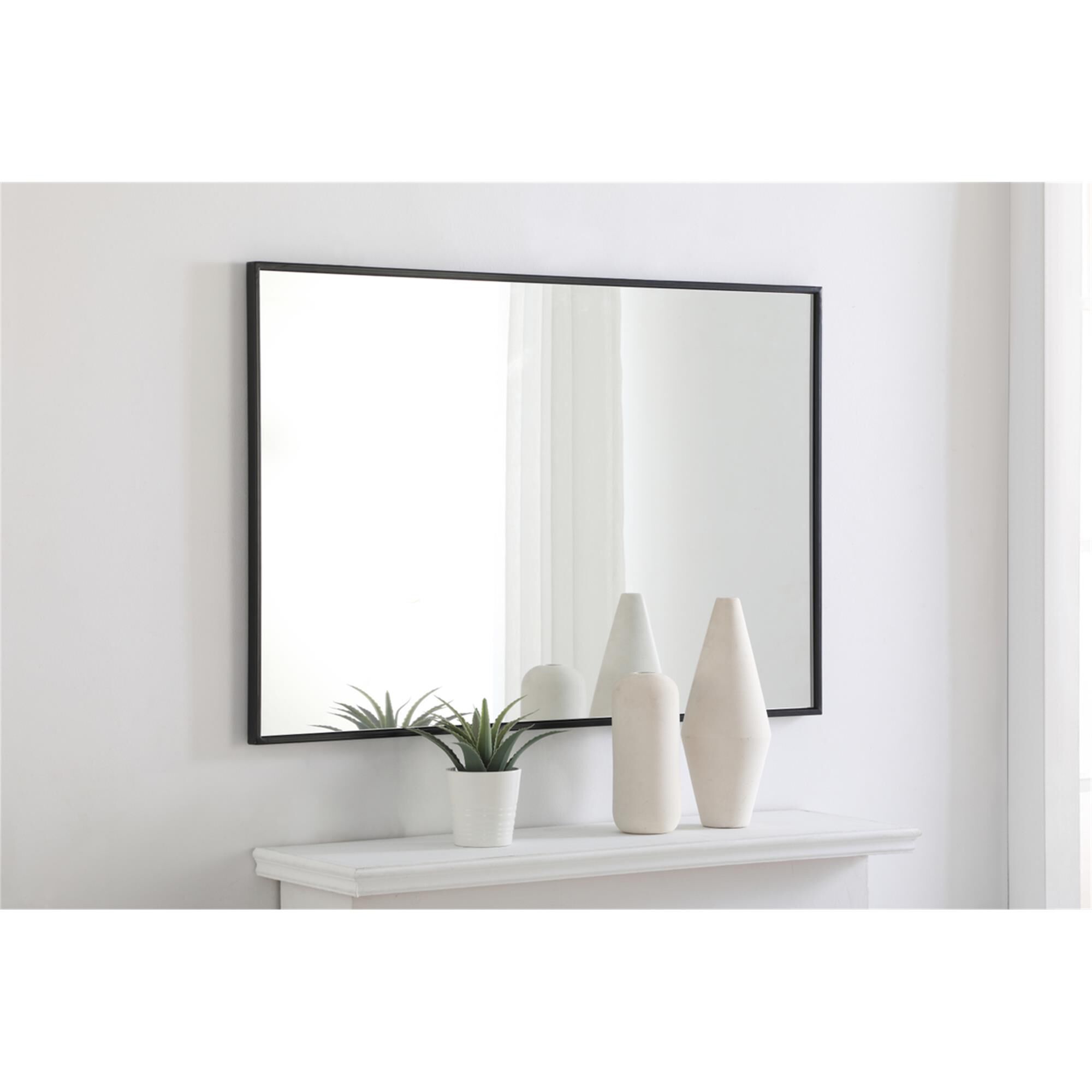 Shown in Black finish and Clear Mirror Beveled glass