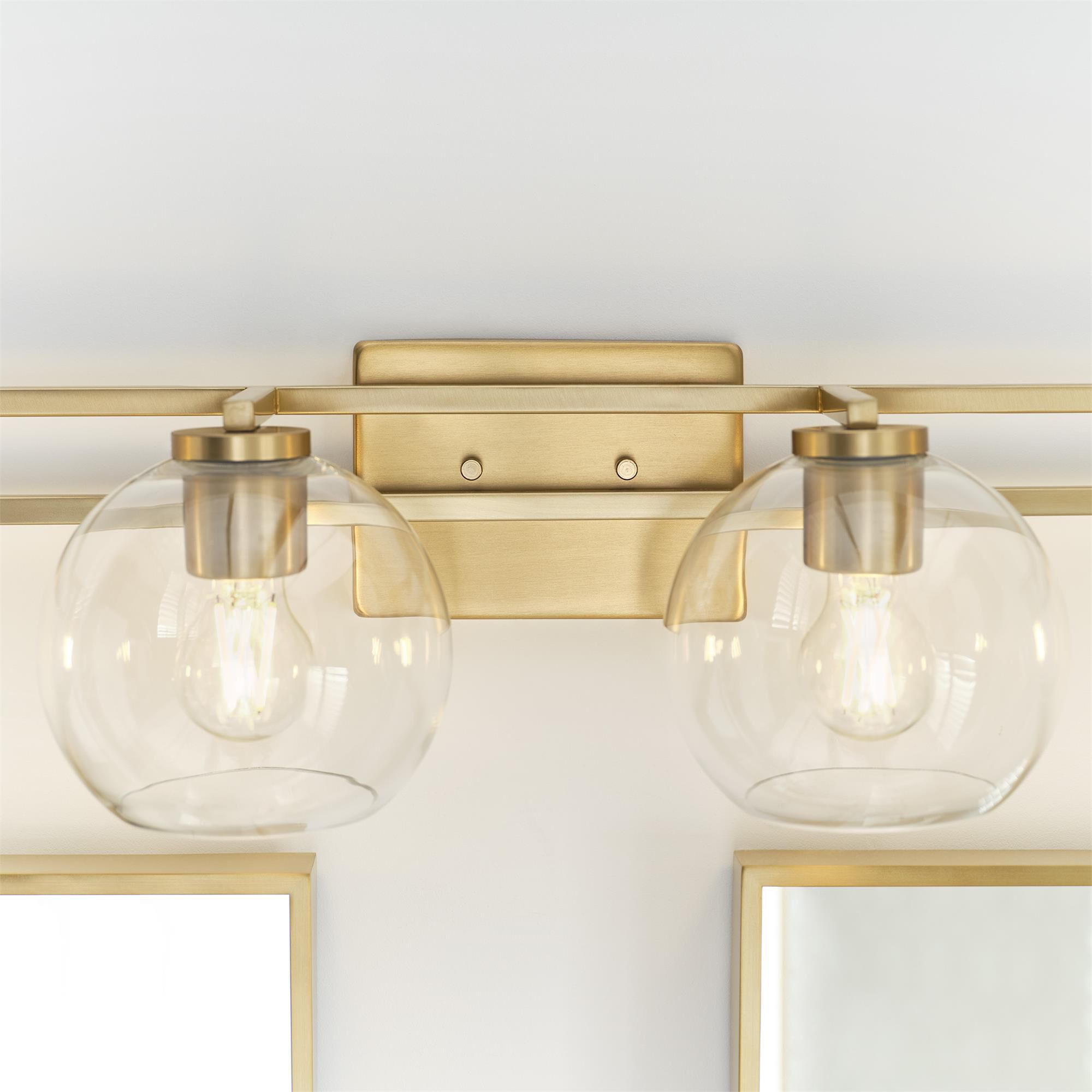 Shown in Satin Brass finish and Clear glass