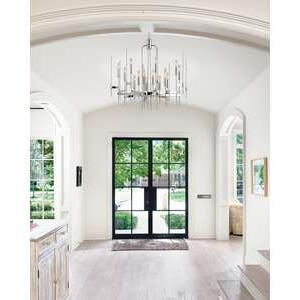 Shown in Polished Nickel finish and Clear glass