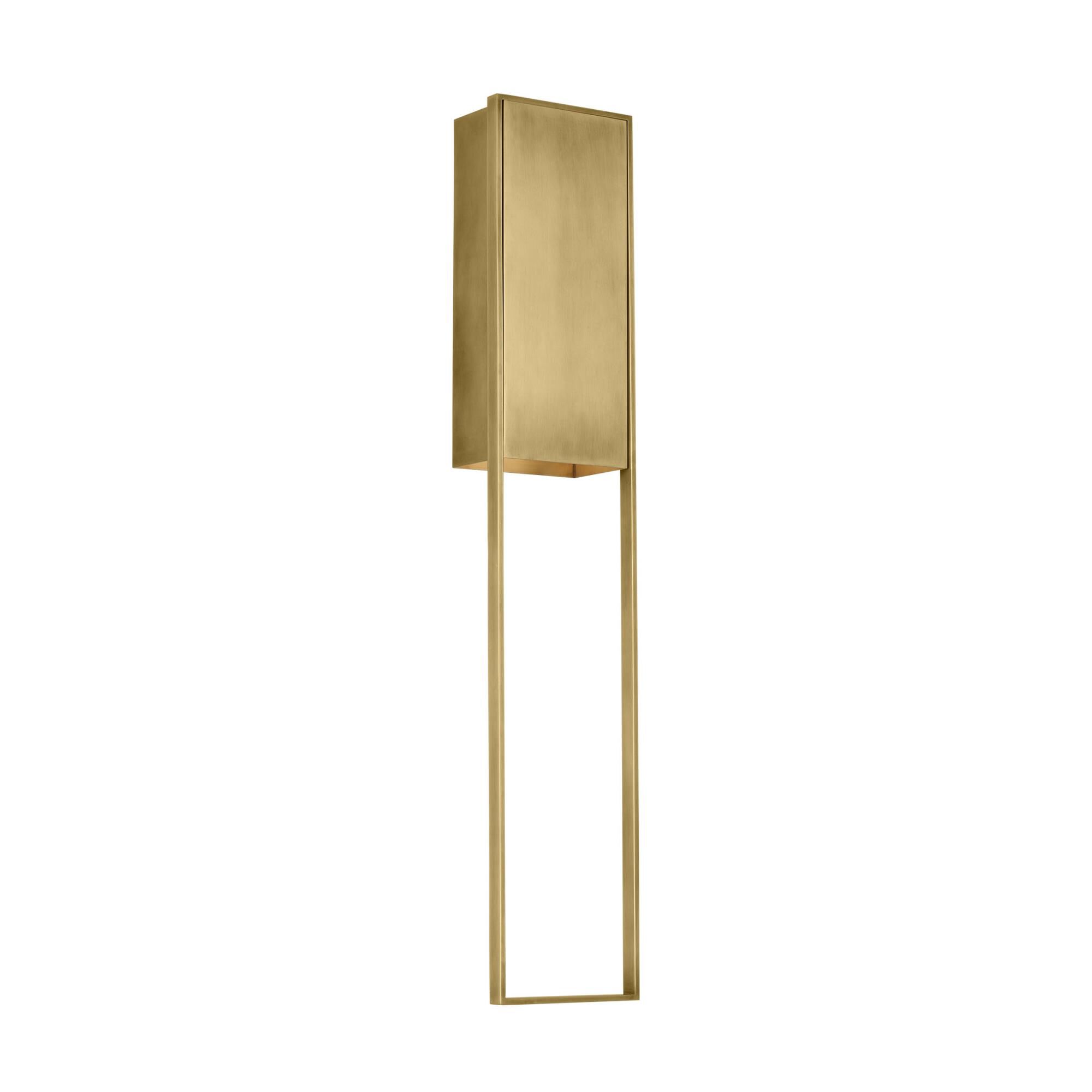 Shown in Hand-Rubbed Antique Brass finish and Brass shade