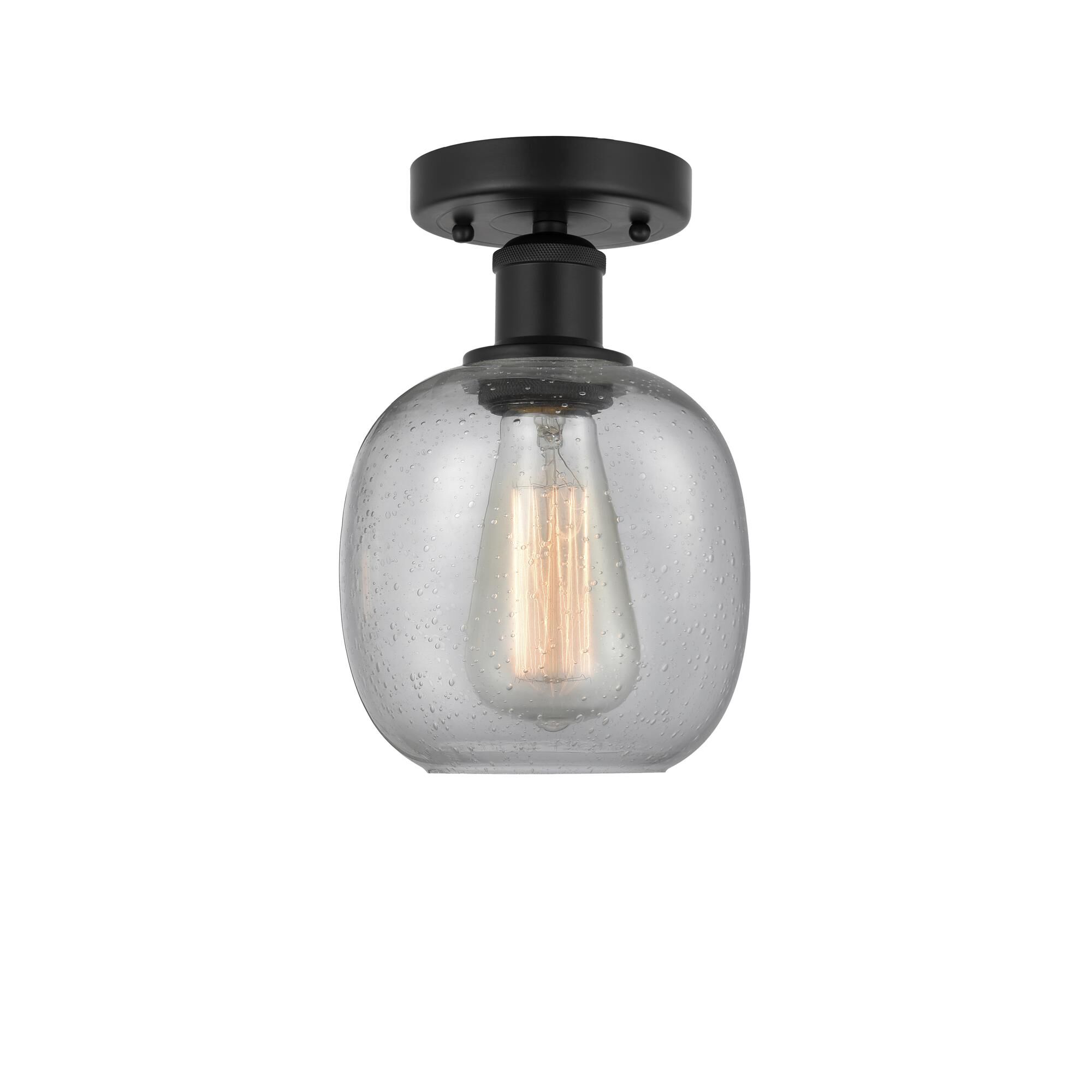 Shown in Matte Black finish and Seedy glass