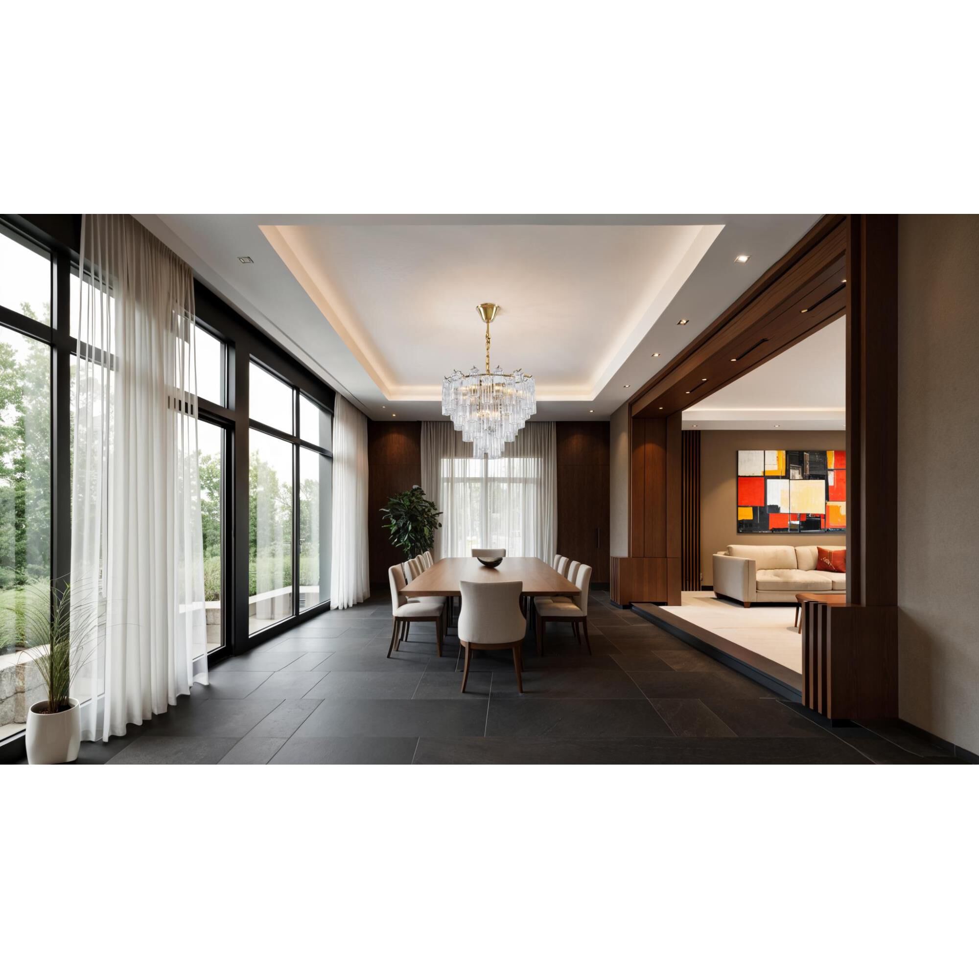 Shown in Brass finish and Tronchi Style glass