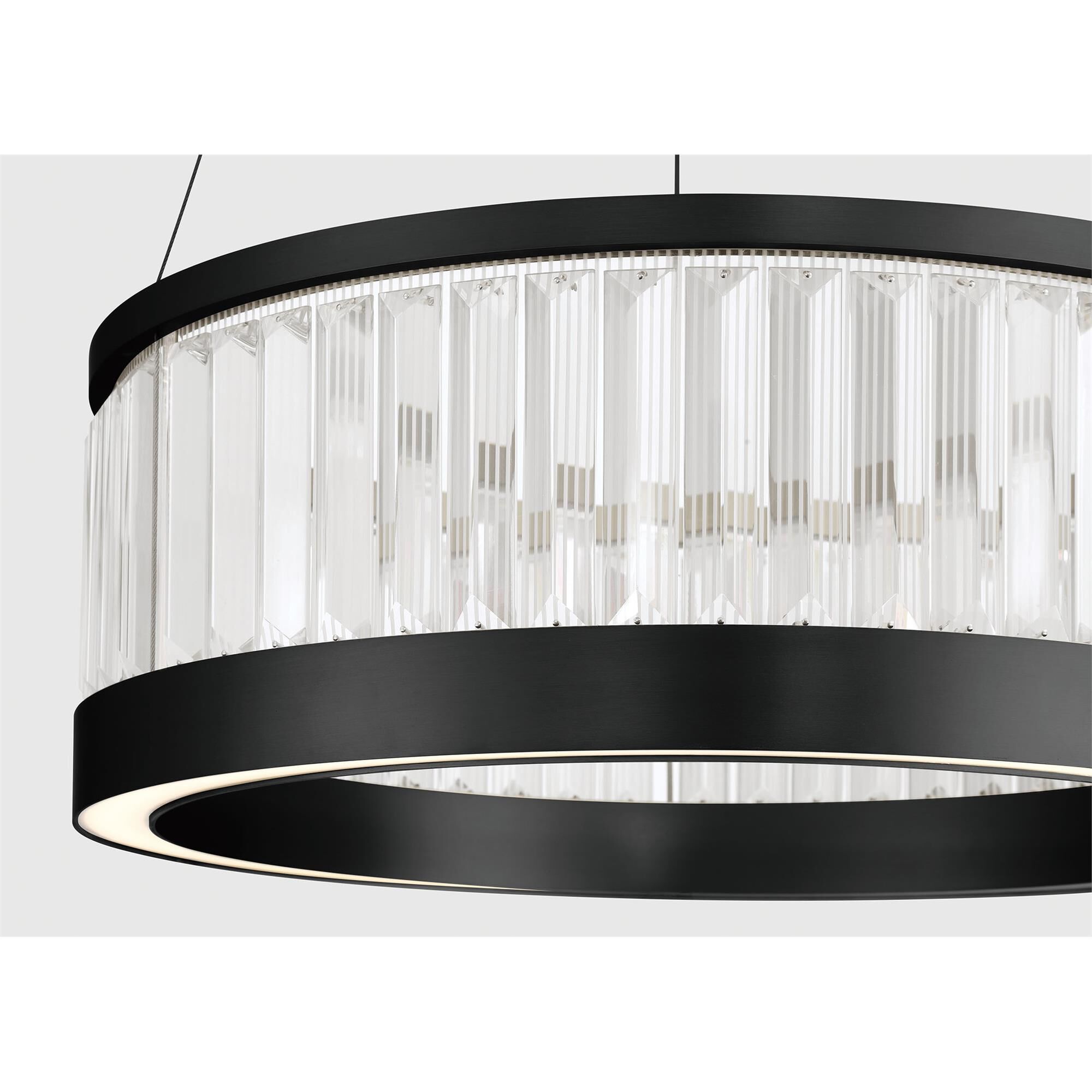Shown in Matte Black finish and Clear Crystal glass