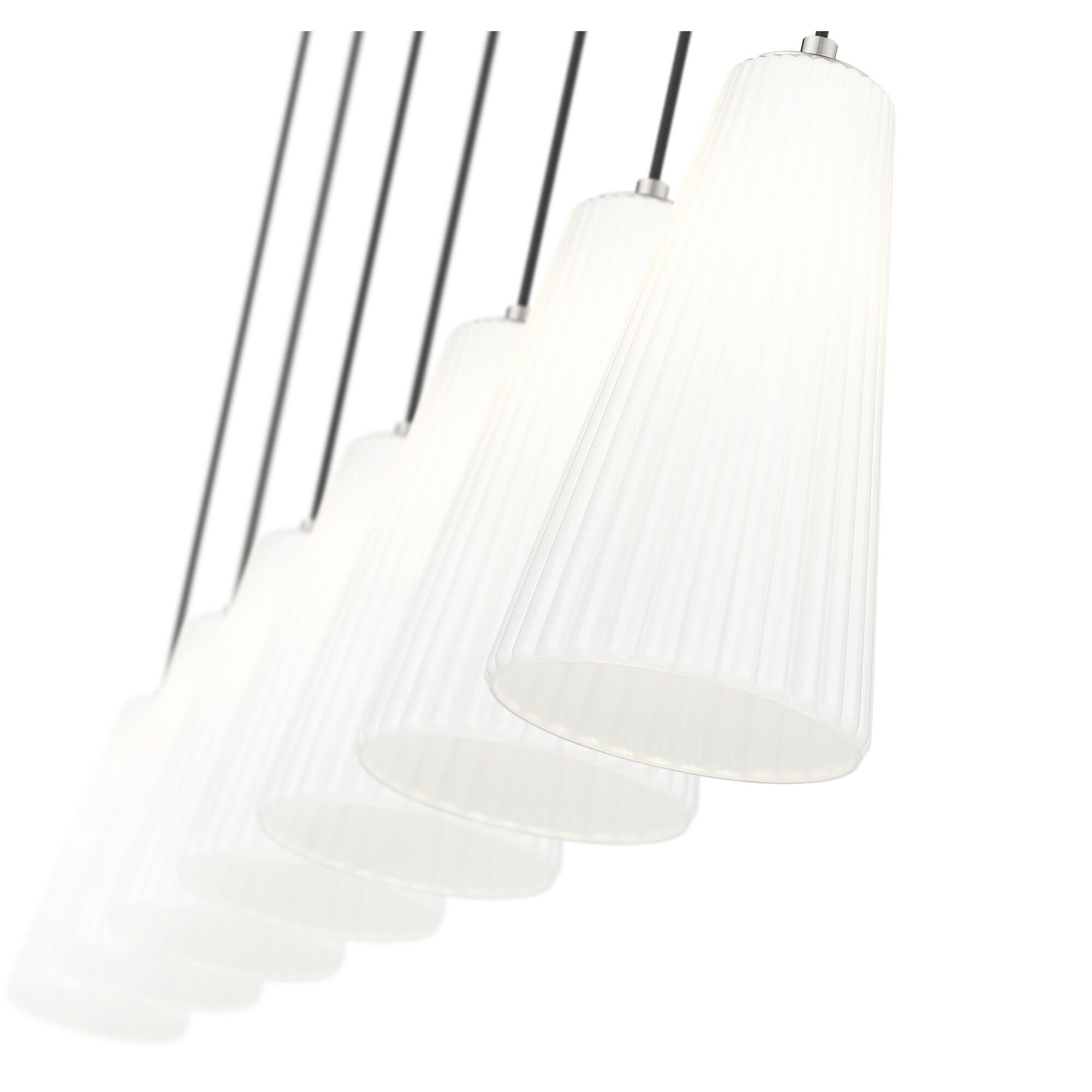 Shown in Brushed Nickel finish and White glass and White shade