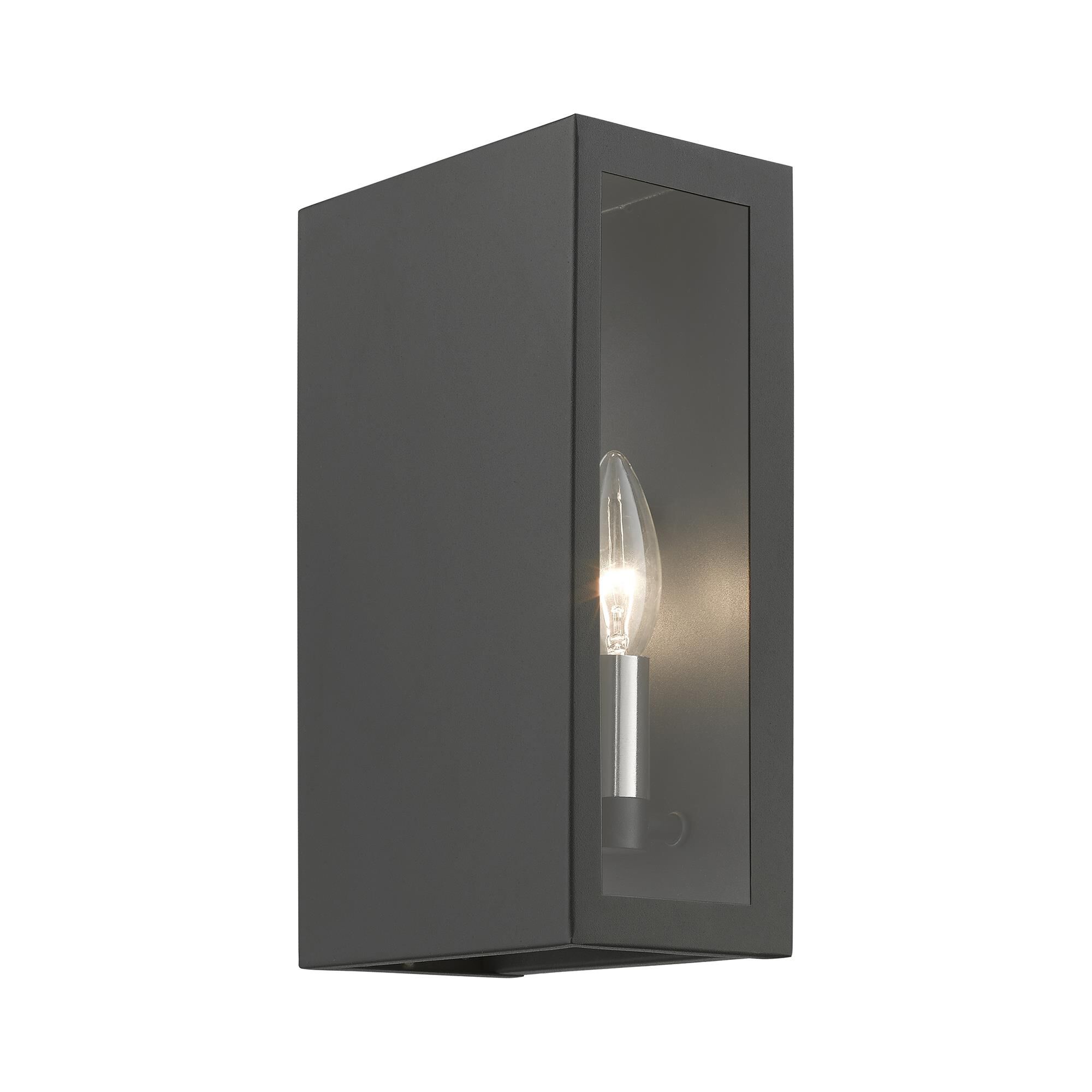 Shown in Textured Black with Brushed Nickel Candles finish and Clear glass