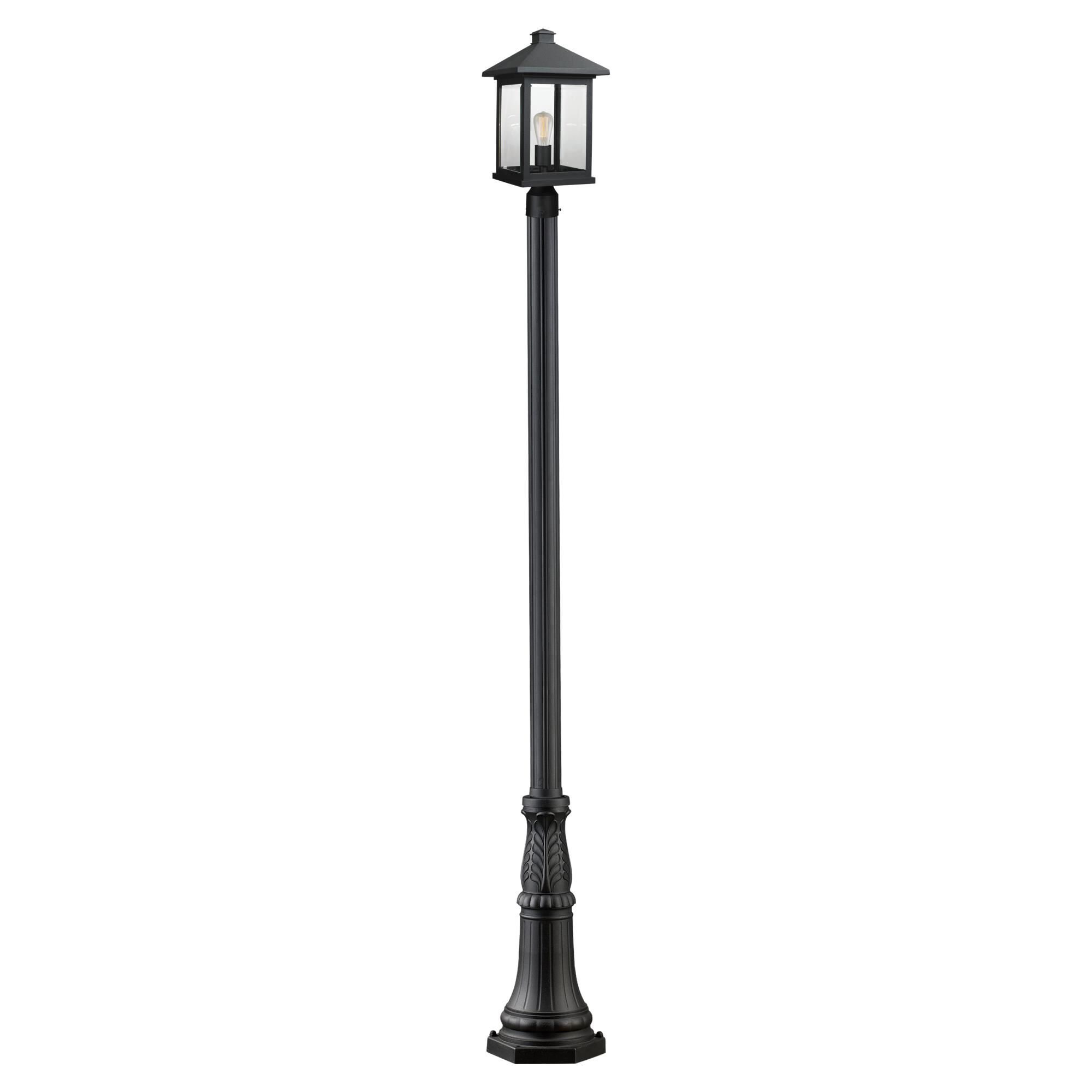 Shown in Black finish and Glass shade