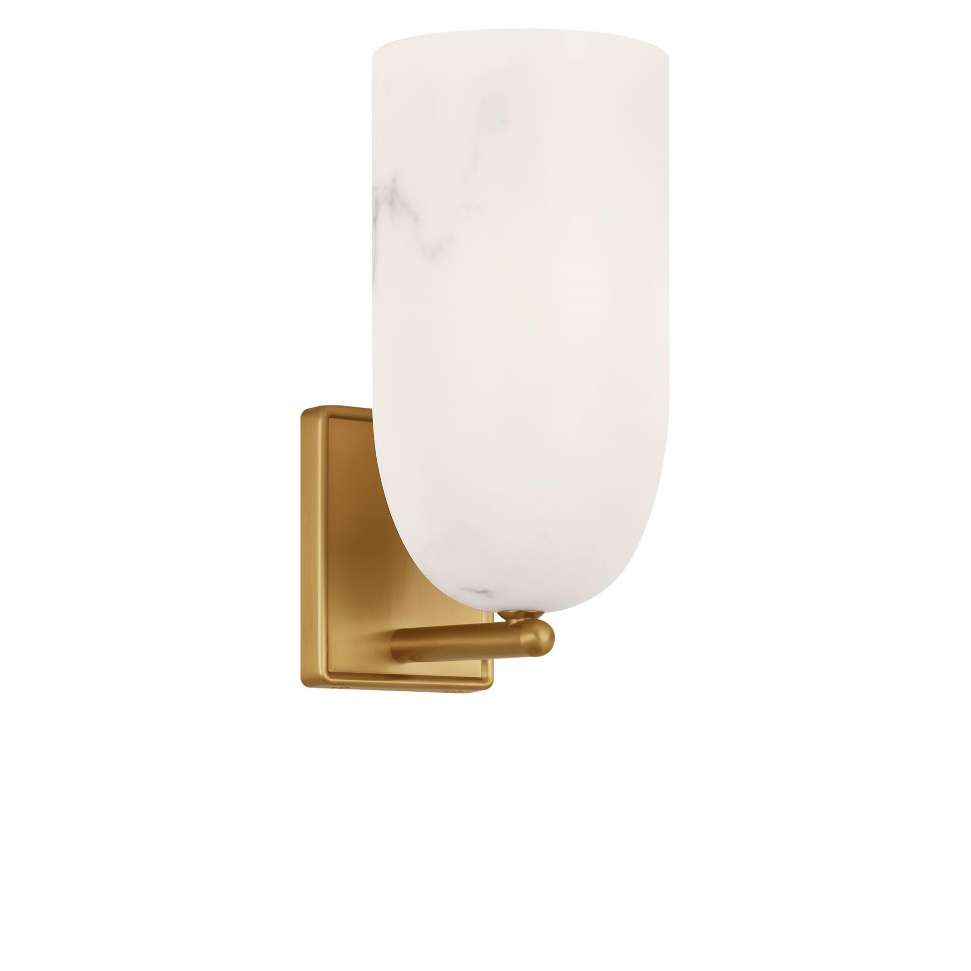 Shown in Burnished Brass finish and Faux Alabaster Resin shade