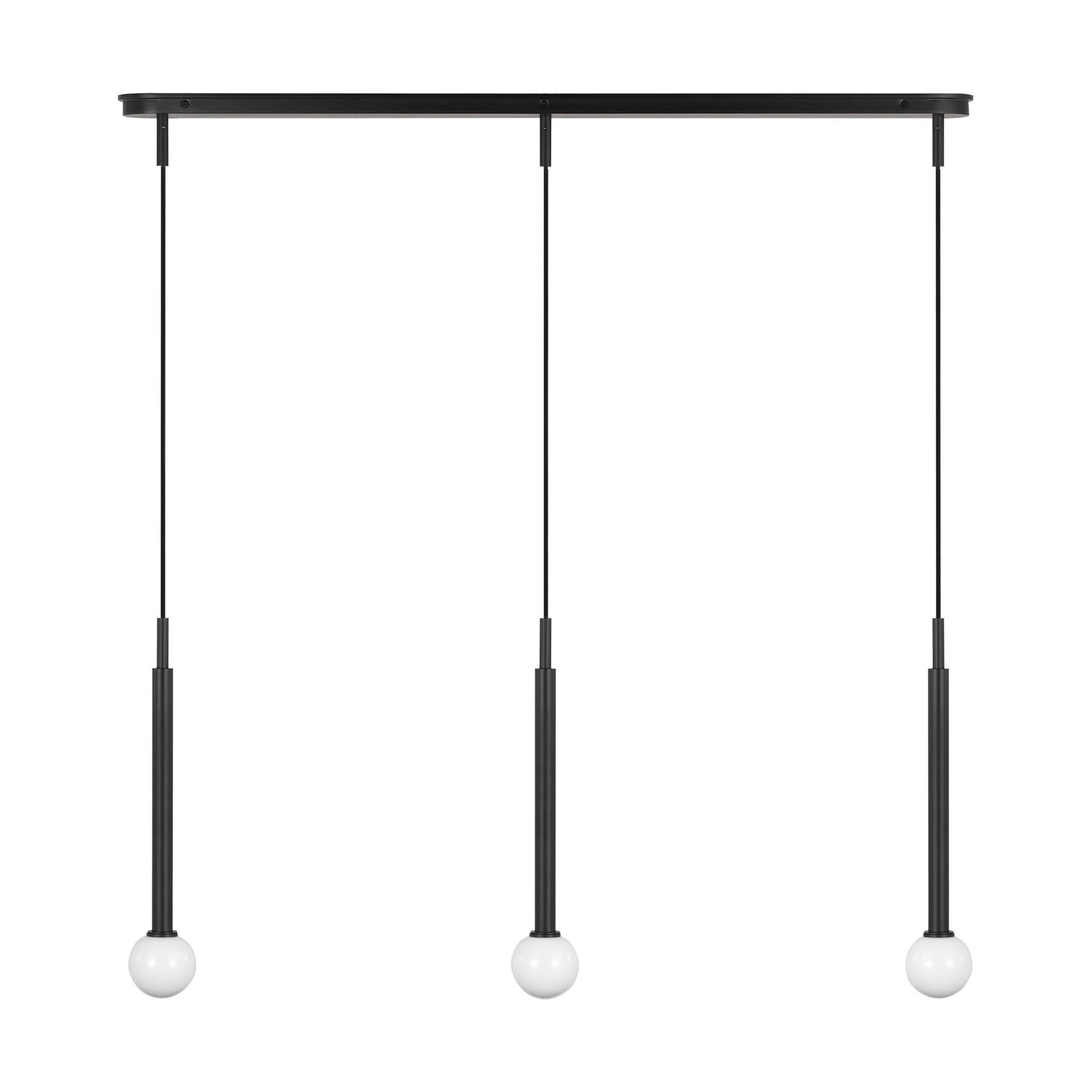Shown in Midnight Black finish and Milk glass