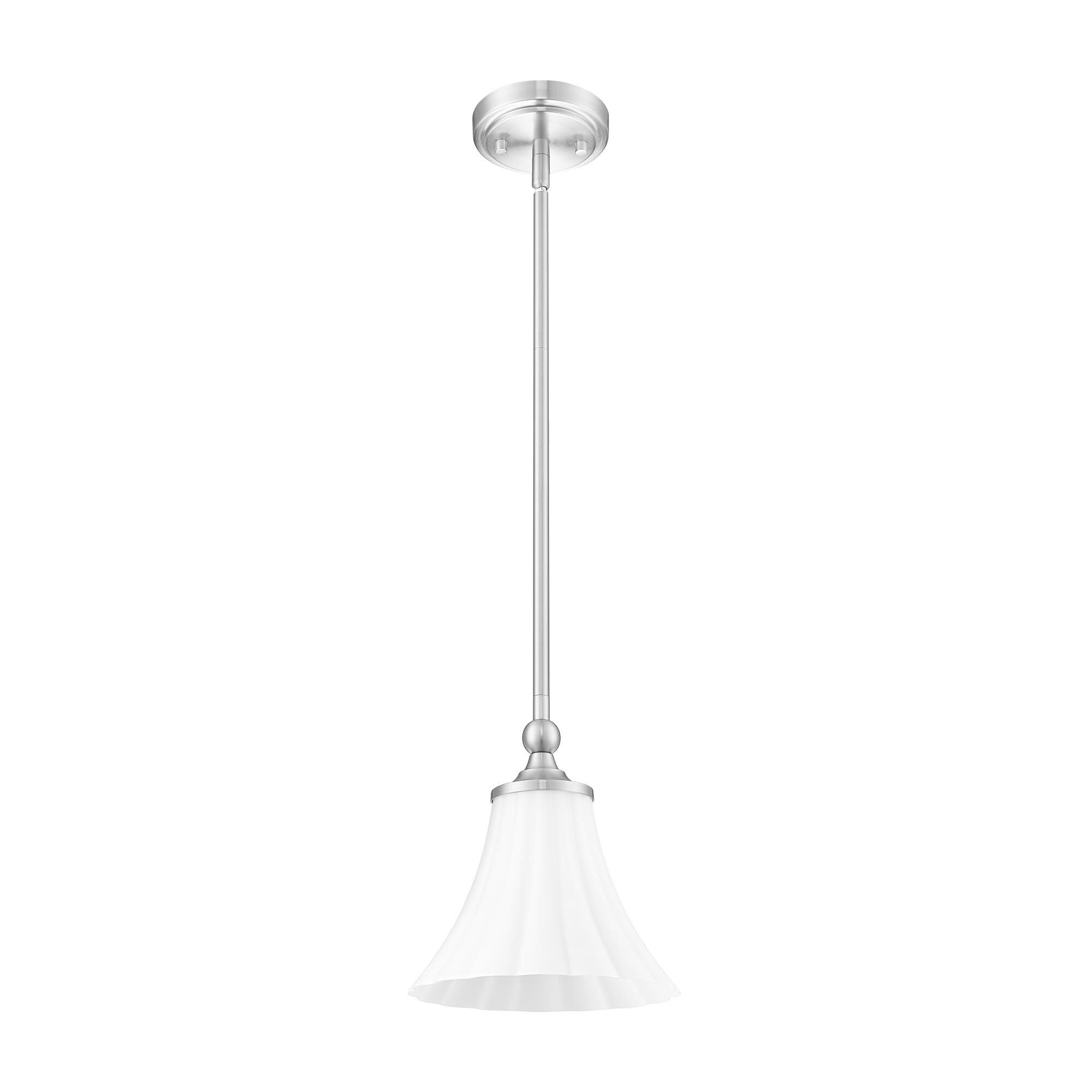 Shown in Brushed Nickel finish and Opal Etched glass