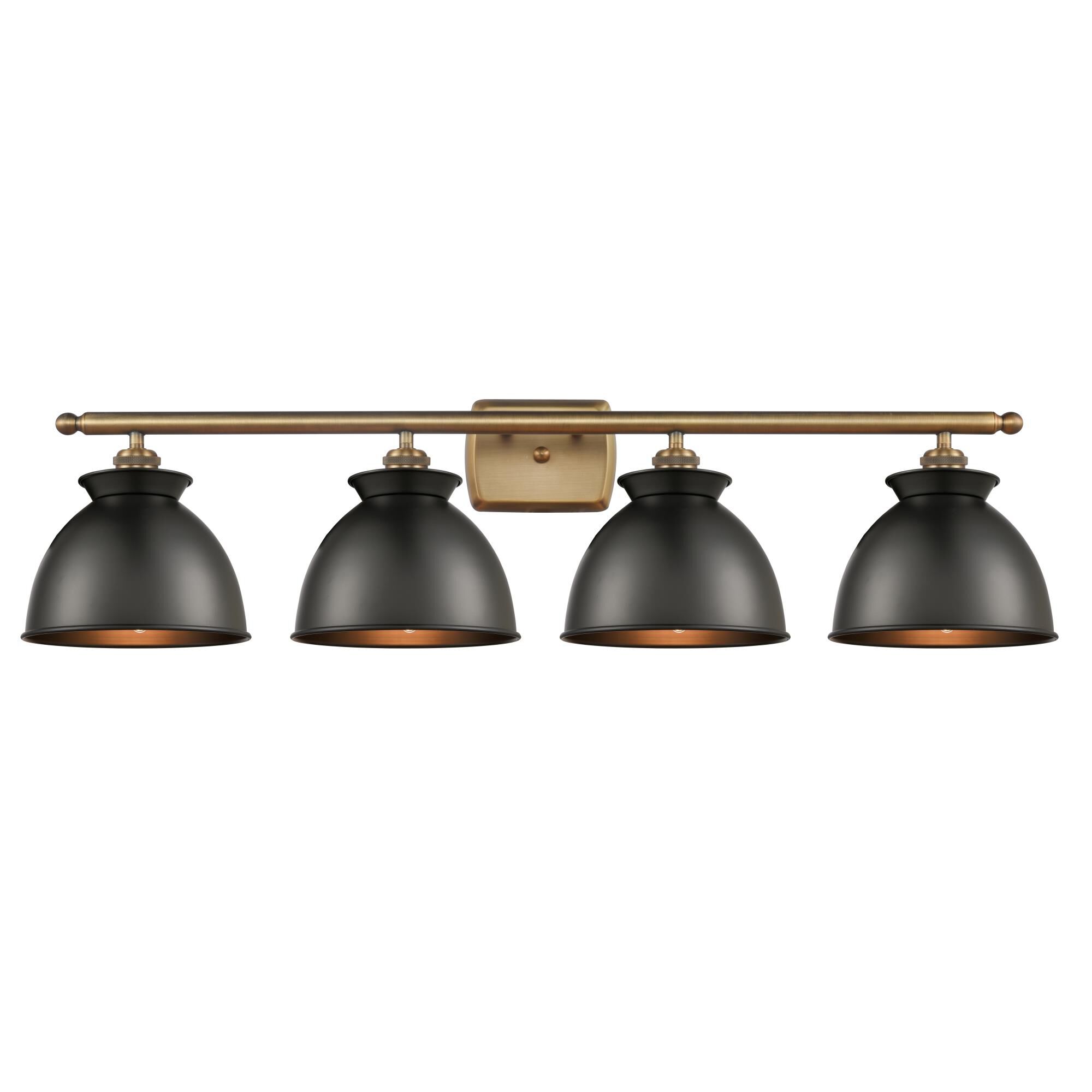 Shown in Brushed Brass finish and Dome glass and Metal shade