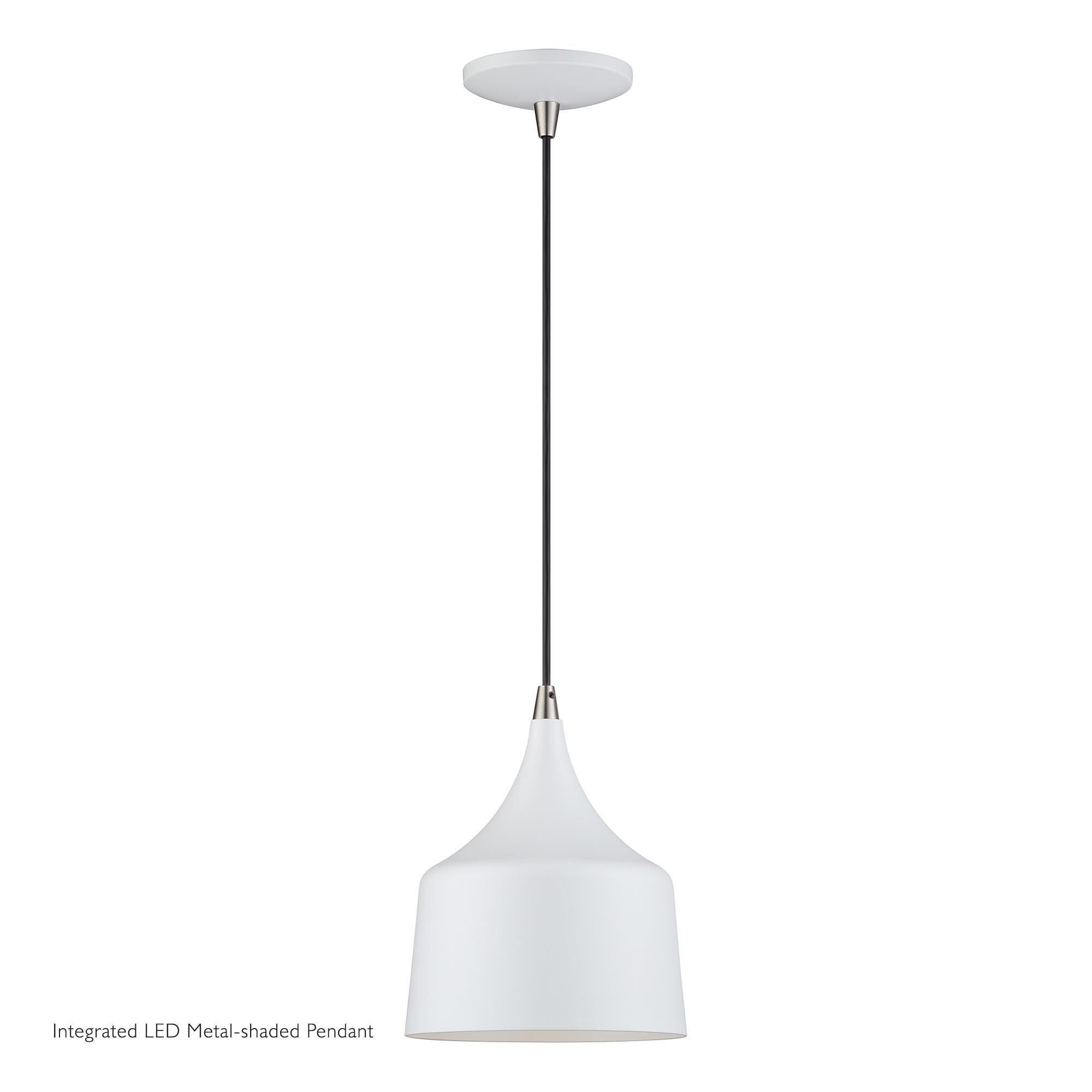 Shown in White with Brushed Nickel Accents finish and White Aluminum with White Inside shade