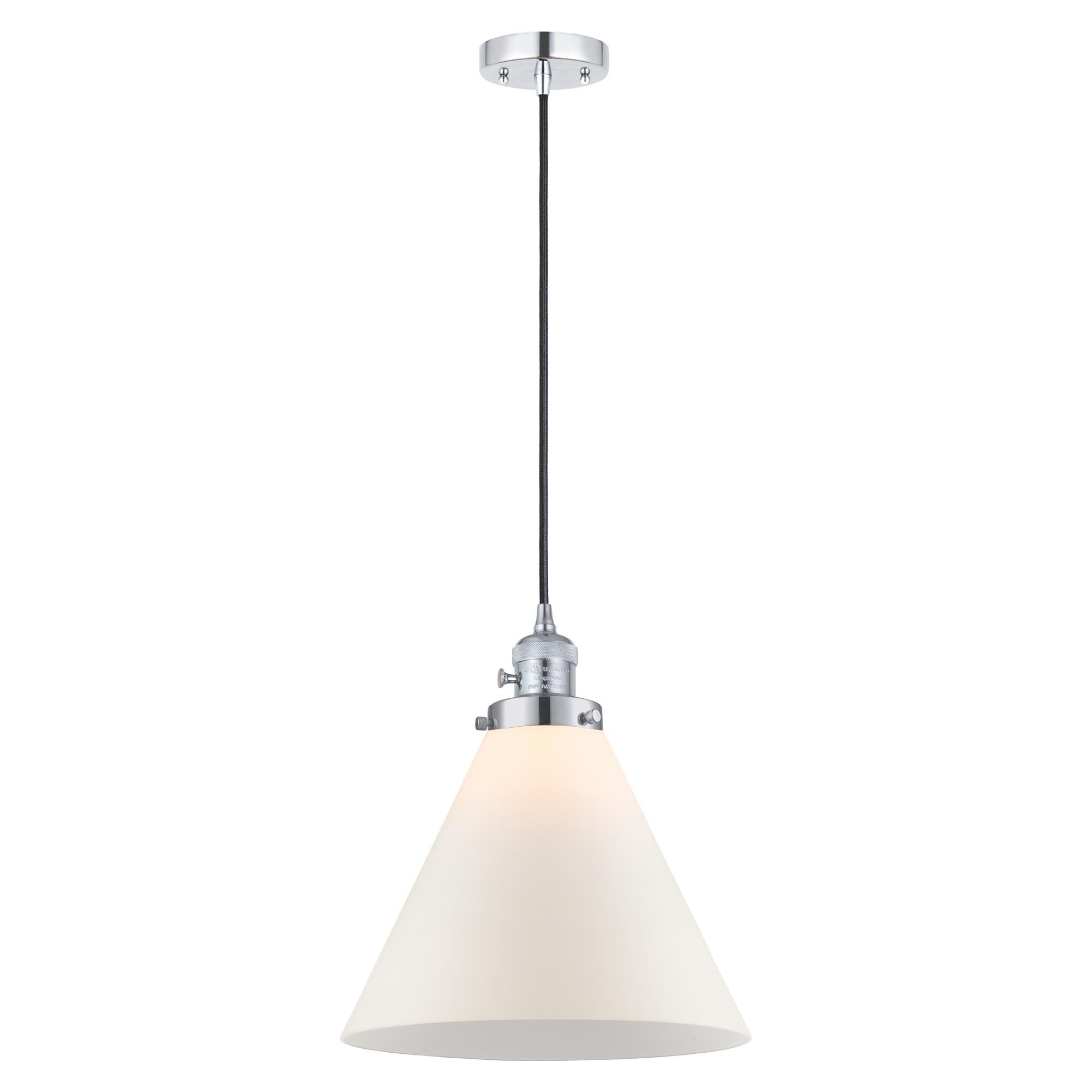 Shown in Polished Chrome finish and Matte White Cased glass