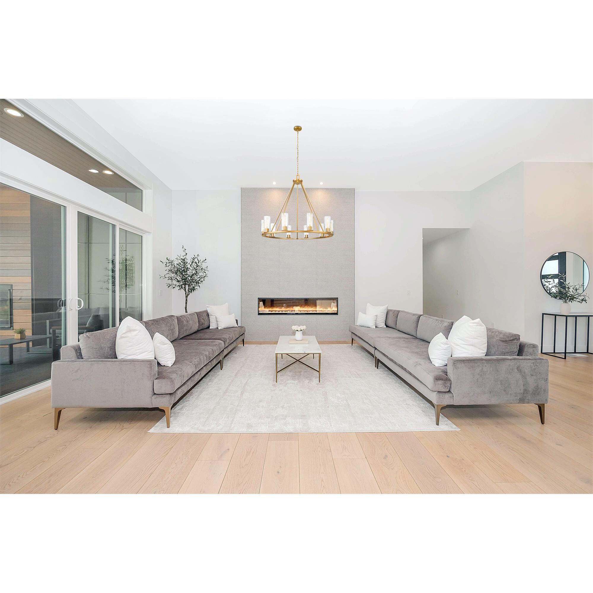 Shown in Modern Gold finish and Clear glass and Clear shade