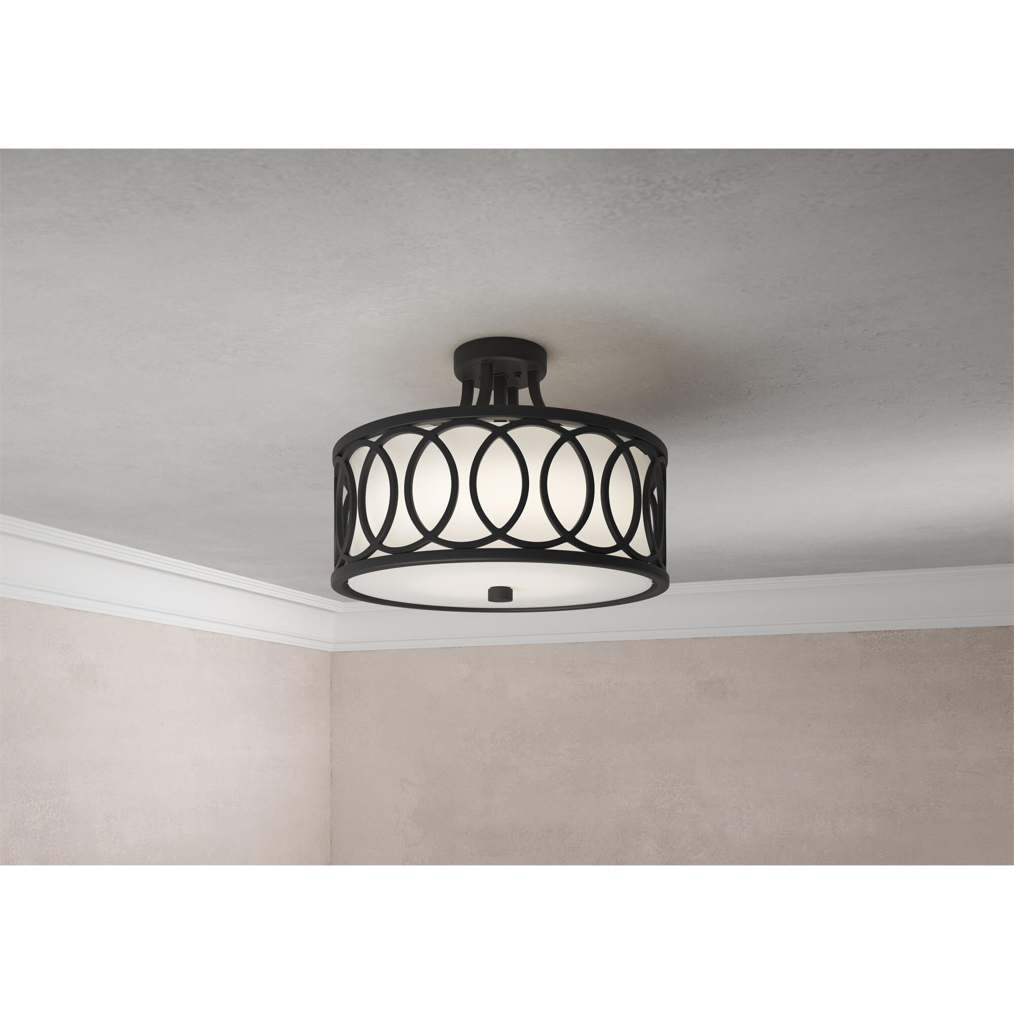 Shown in Matte Black finish and Silk glass and White shade