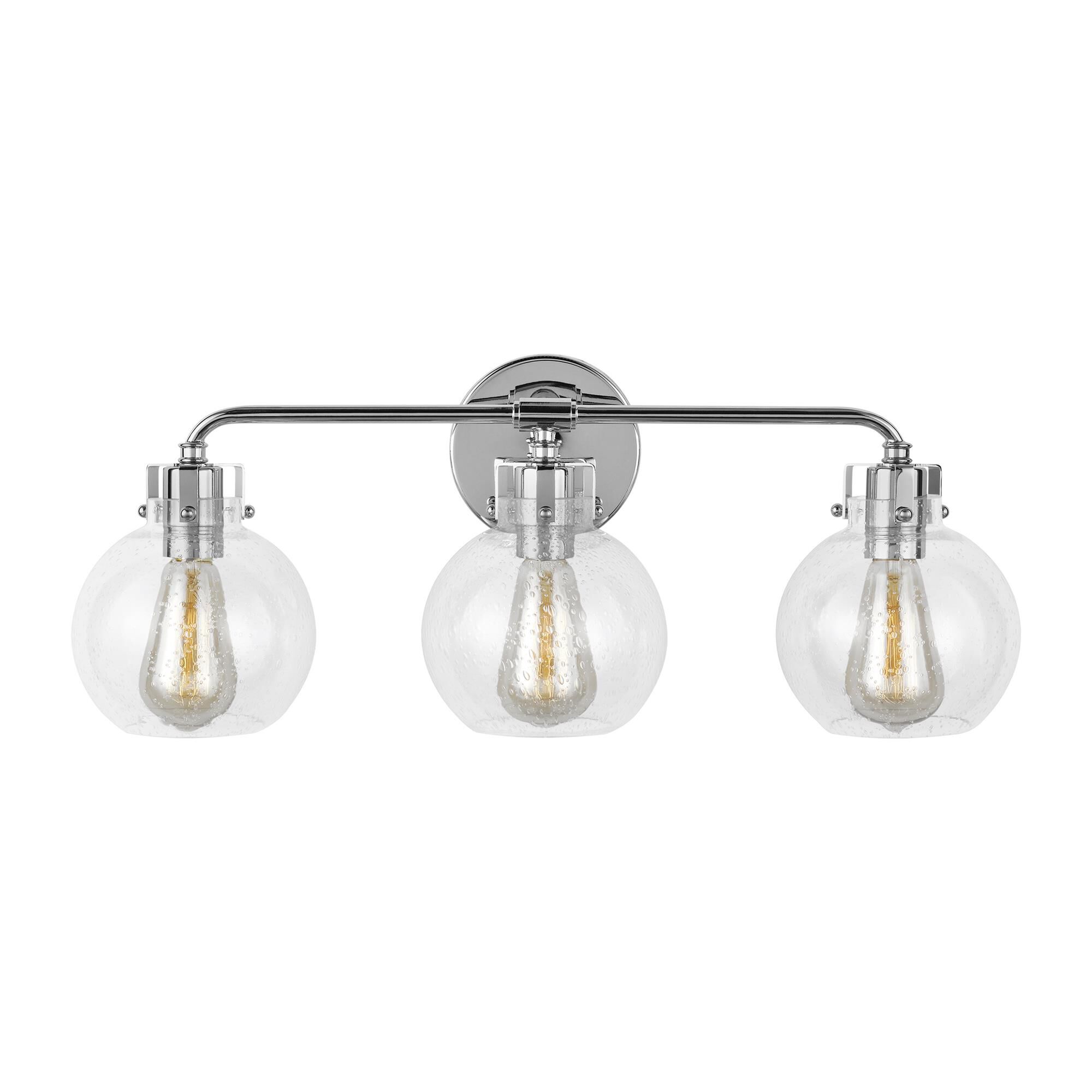 Shown in Chrome finish and Clear Seeded glass