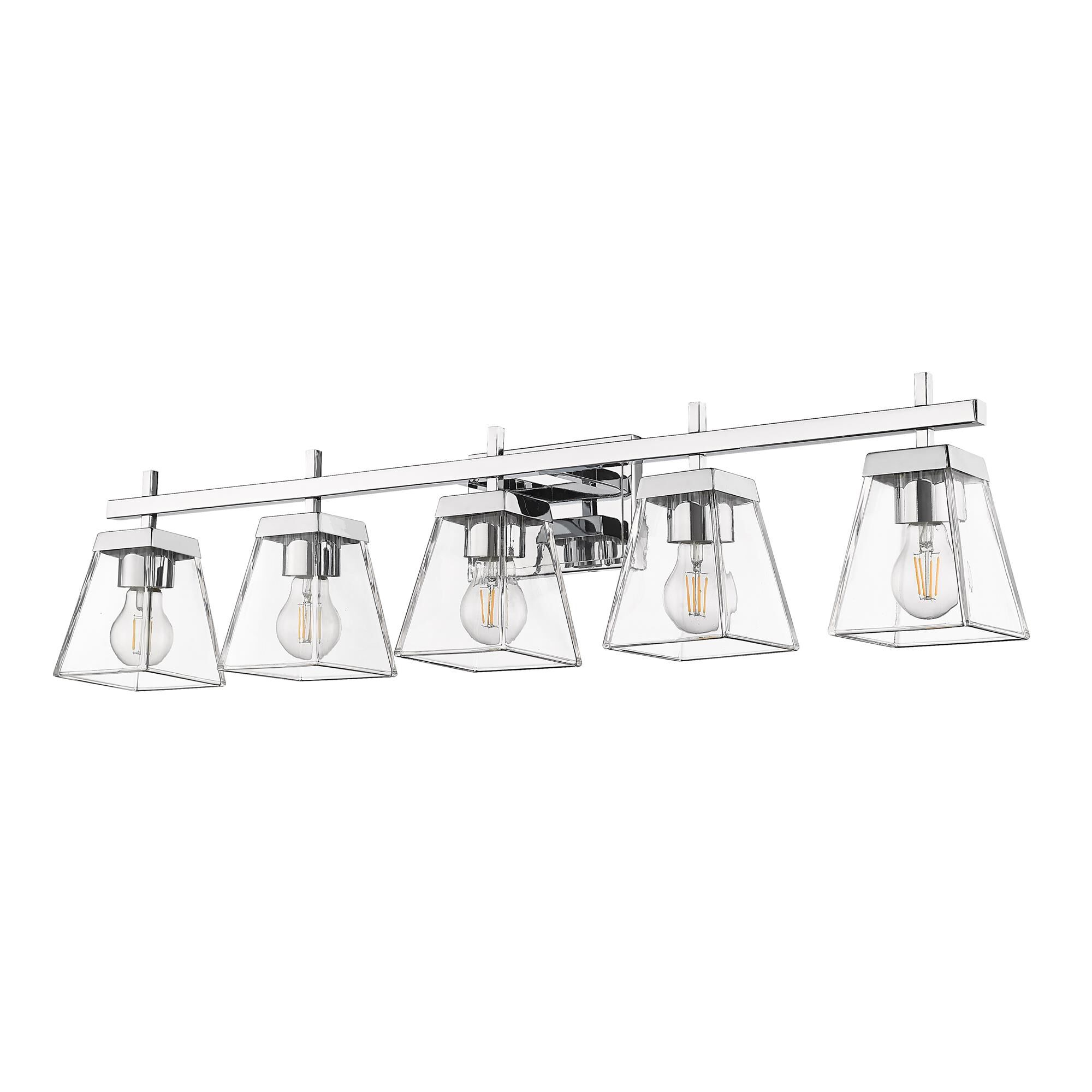 Shown in Chrome finish and Clear glass