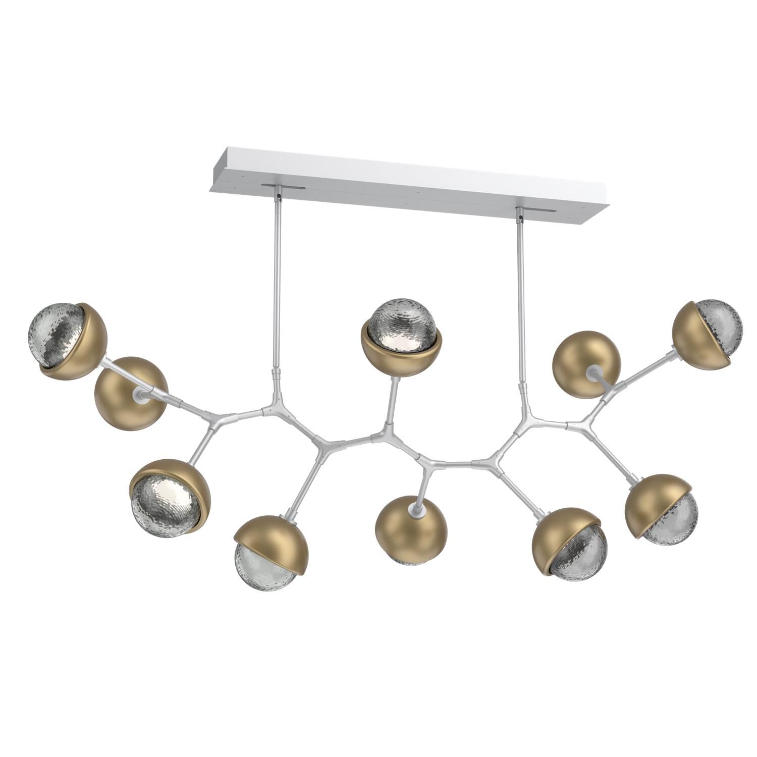 Shown in Classic Silver finish and Smoke glass and Gilded Brass accent