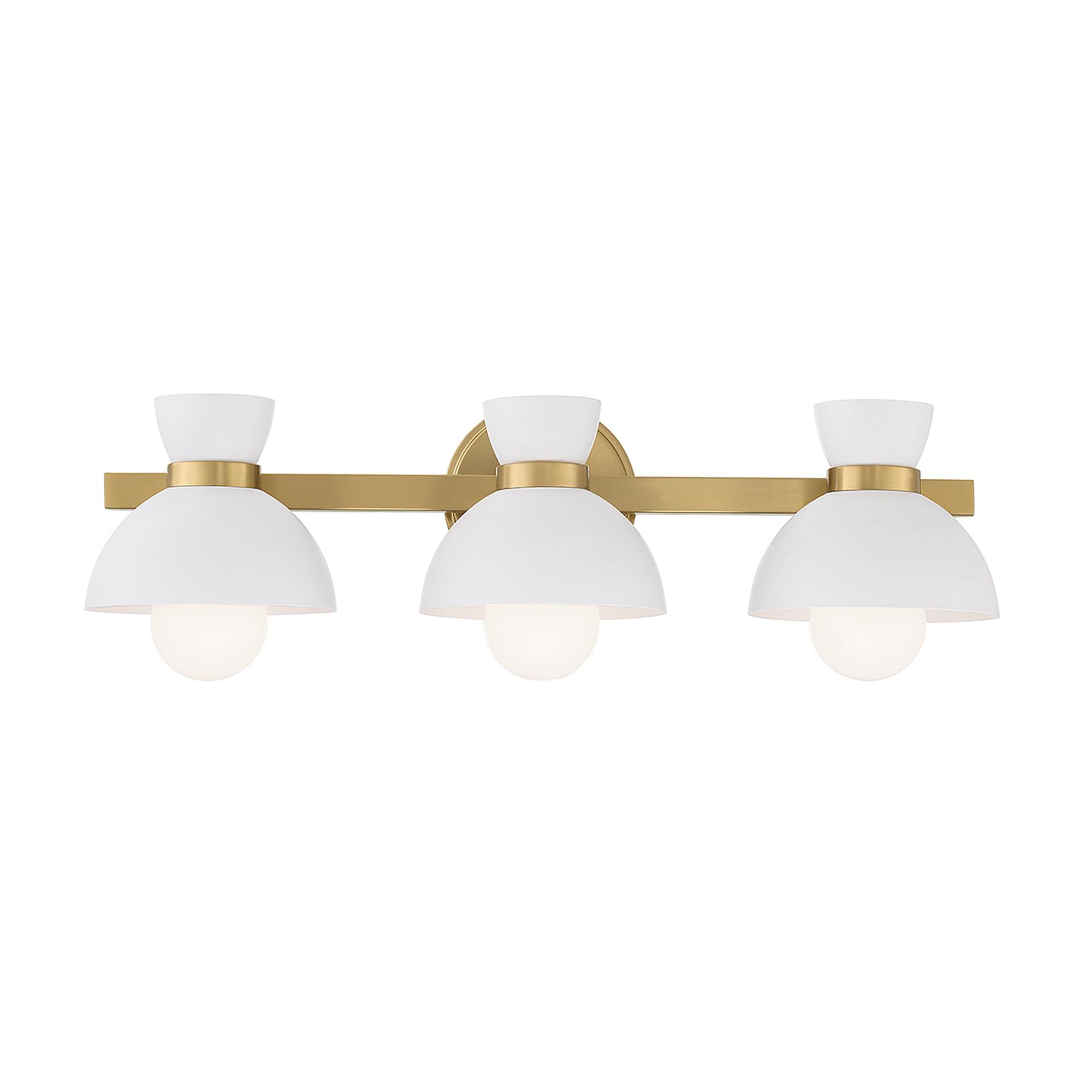 Shown in Natural Brass finish and White Metal shade