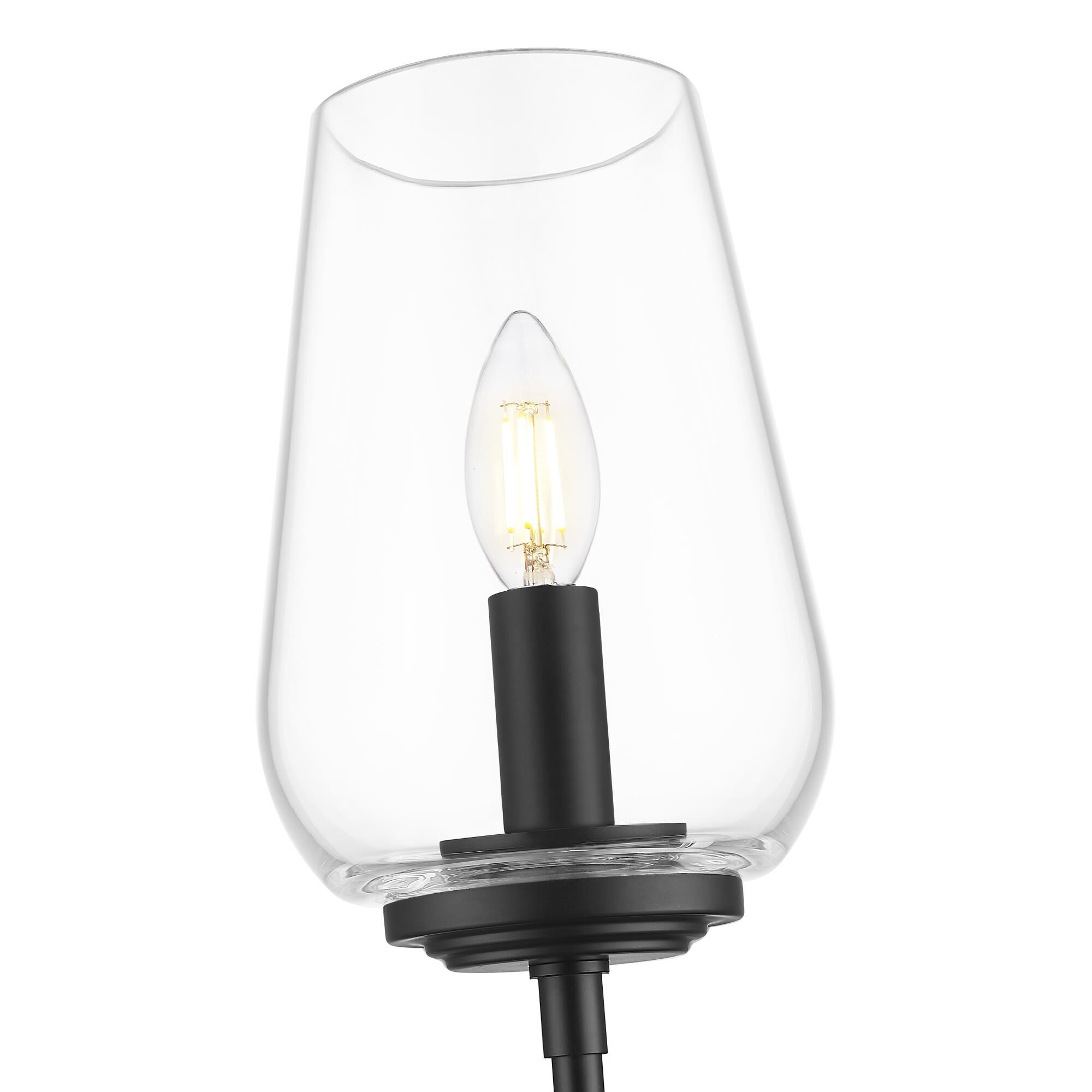 Shown in Matte Black finish and Clear glass