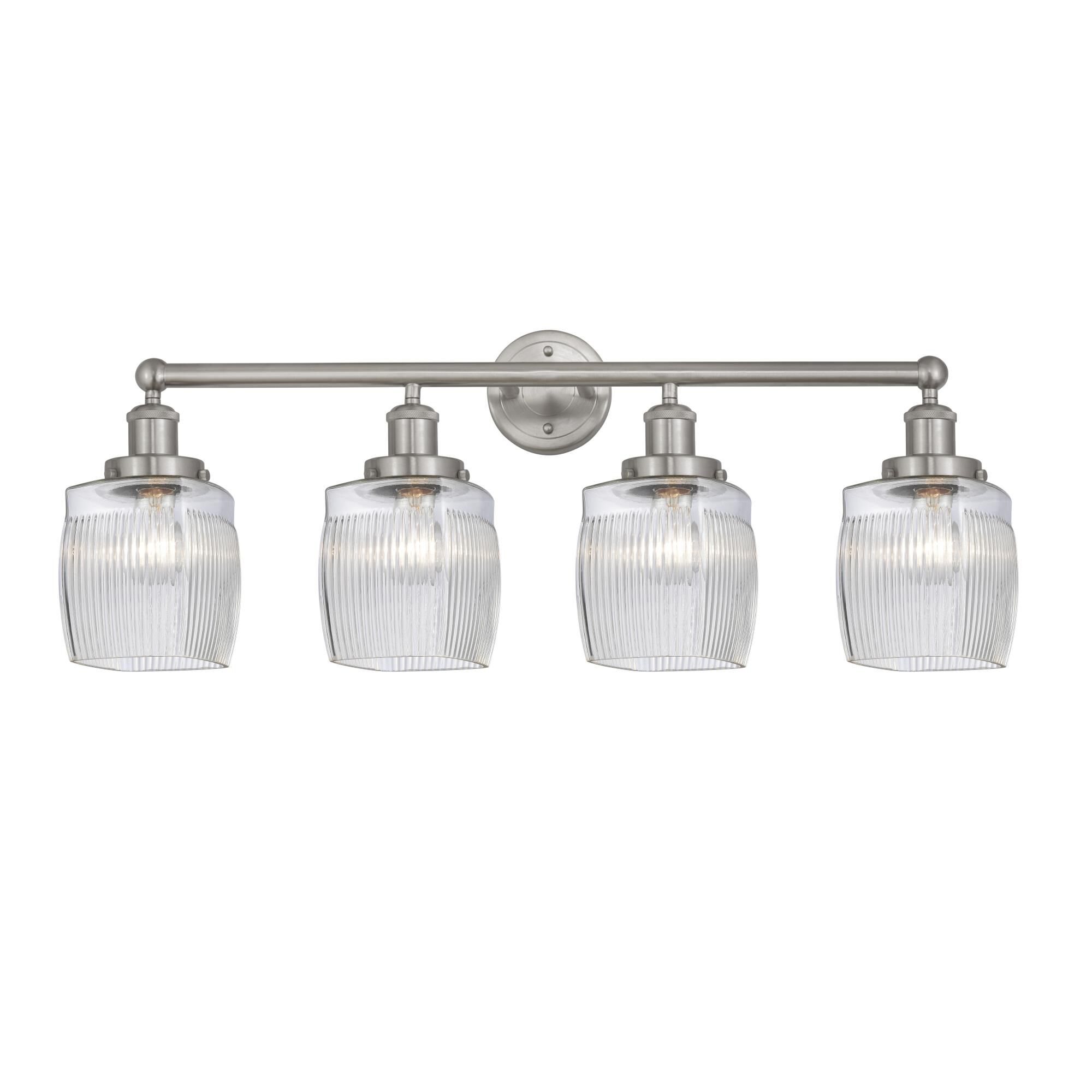 Shown in Brushed Satin Nickel, Clear Crackle finish and Clear Crackle glass and Clear Crackle Glass shade