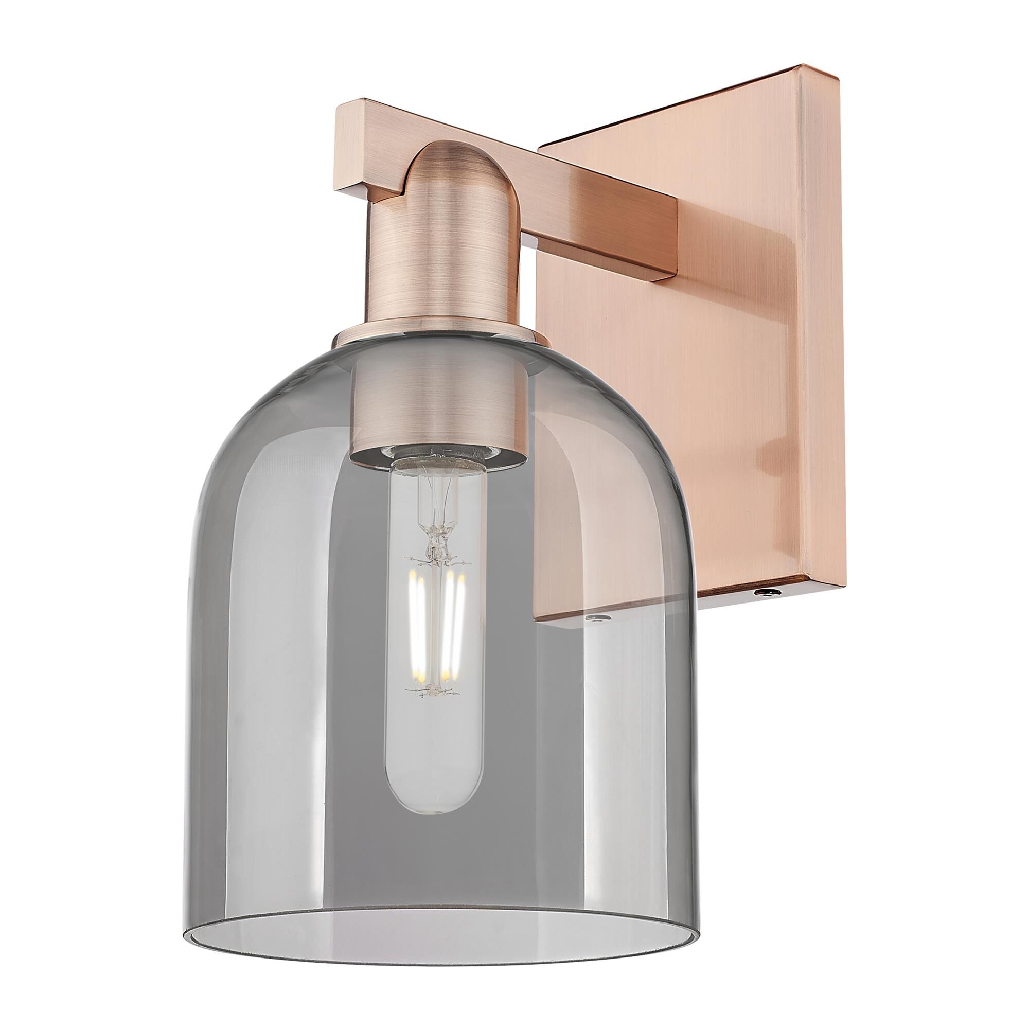 Shown in Antique Copper finish and Light Smoke glass
