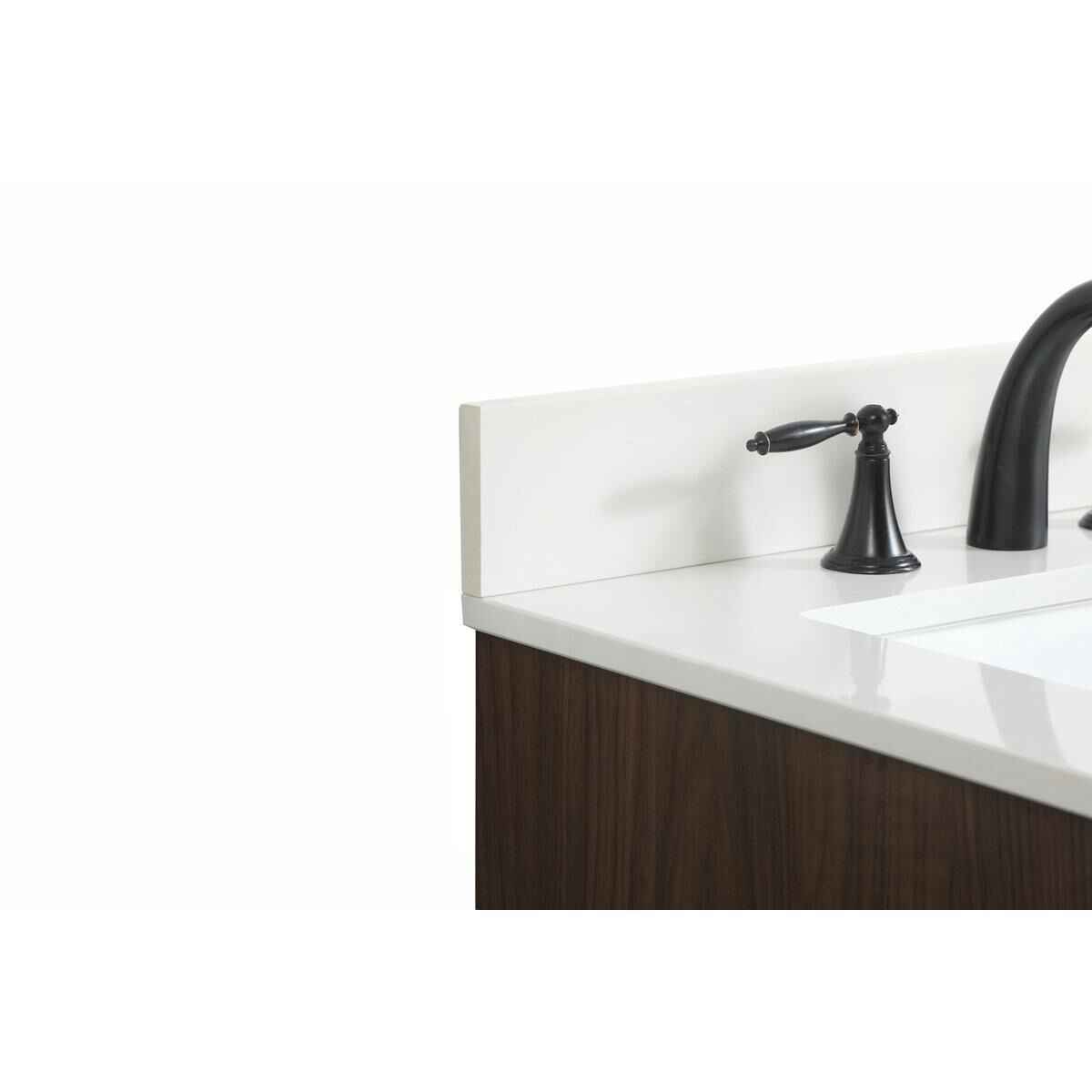 Shown in Walnut finish and Backsplash accent