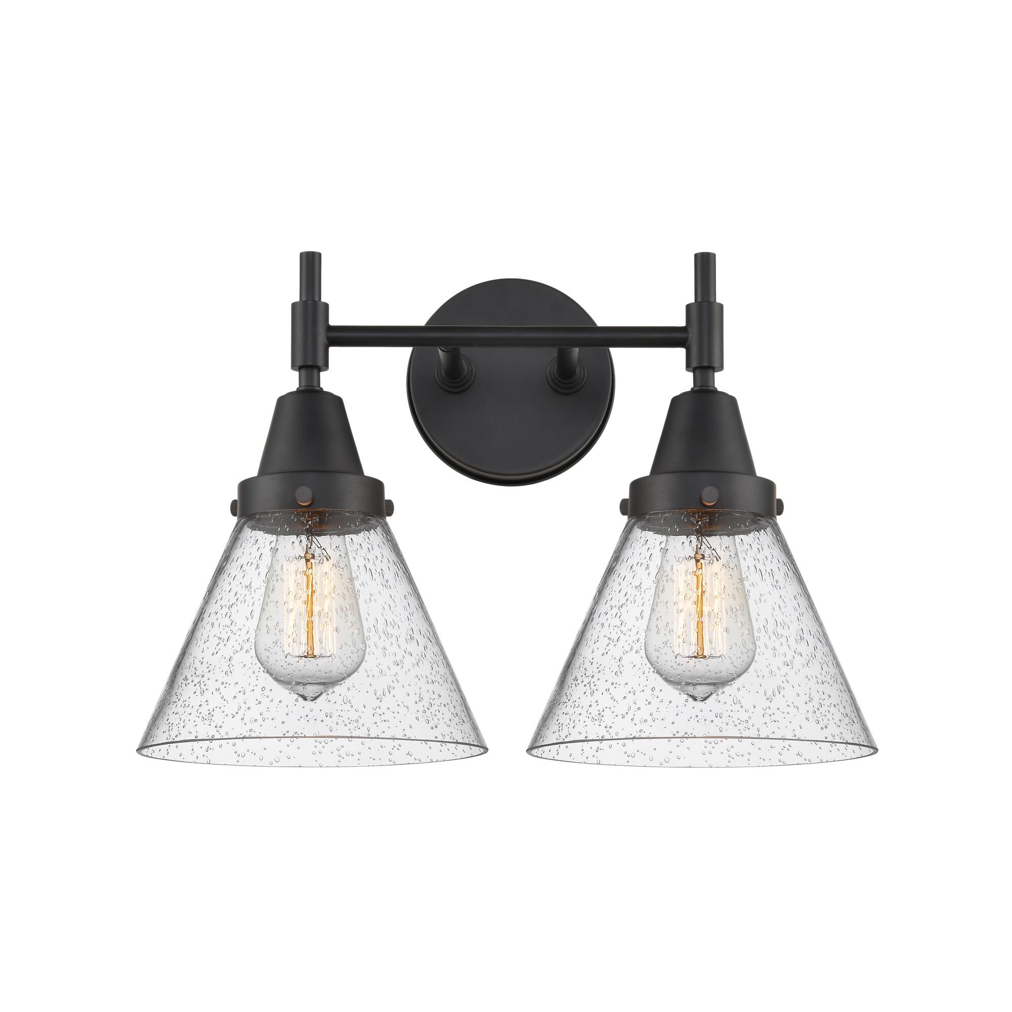 Shown in Matte Black finish and Seedy Large Cone glass