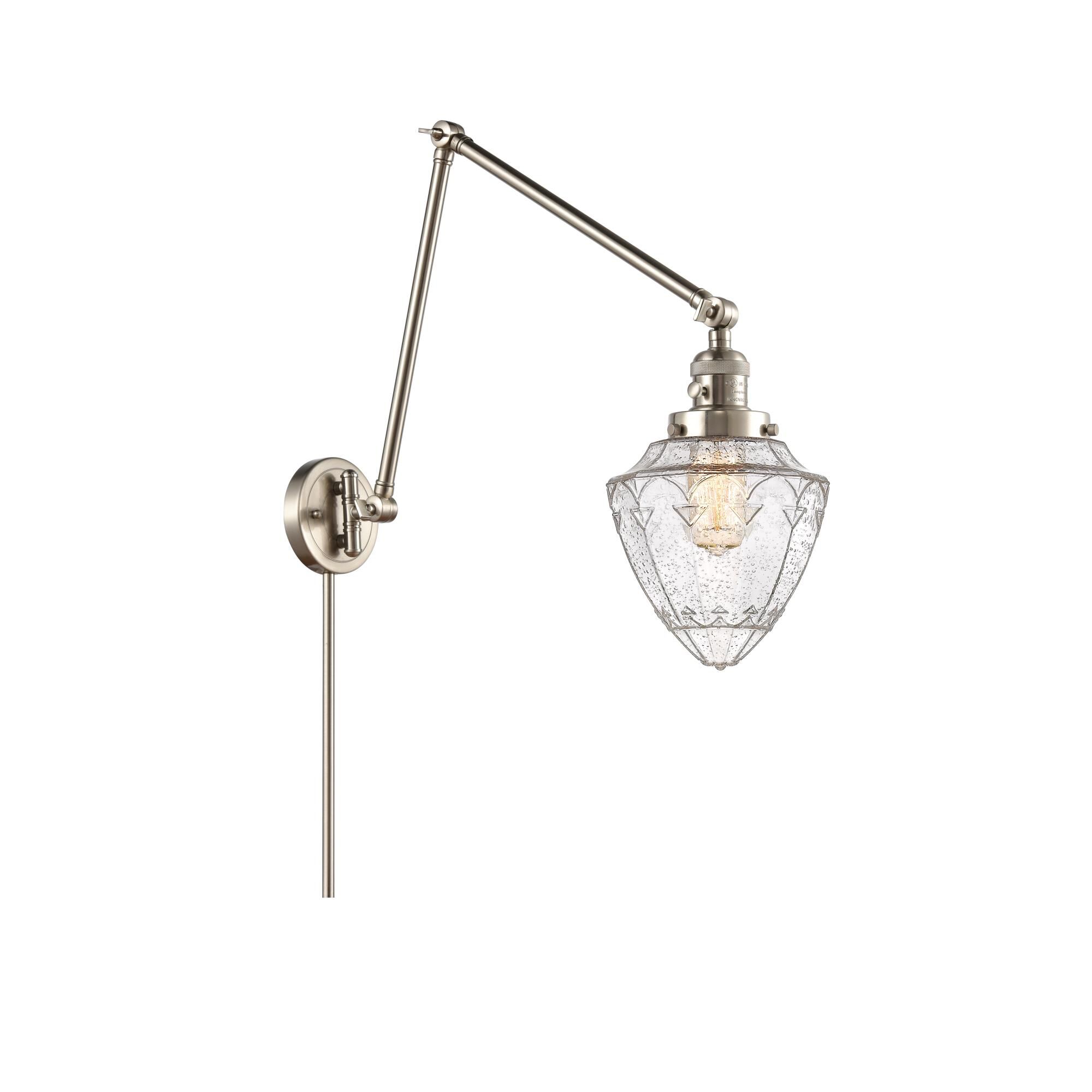 Shown in Brushed Satin Nickel finish and Seedy Small Bullet glass