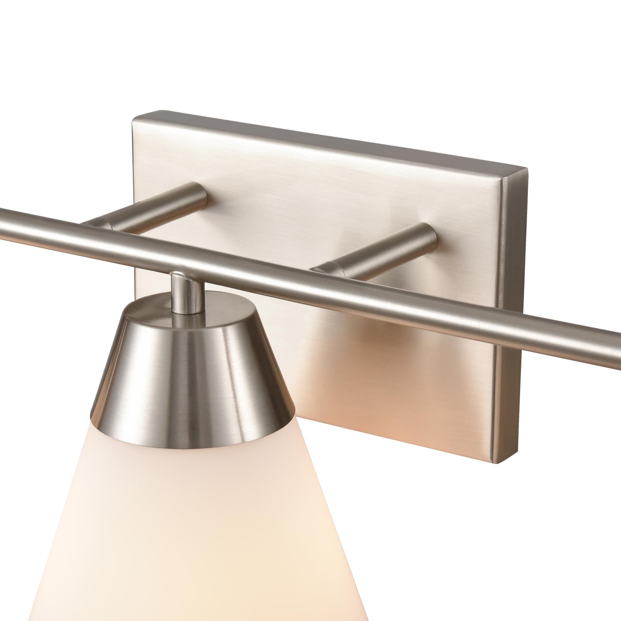 Shown in Brushed Nickel finish and Etched Opal  Cone Shade glass and Etched Opal Glass Cone shade