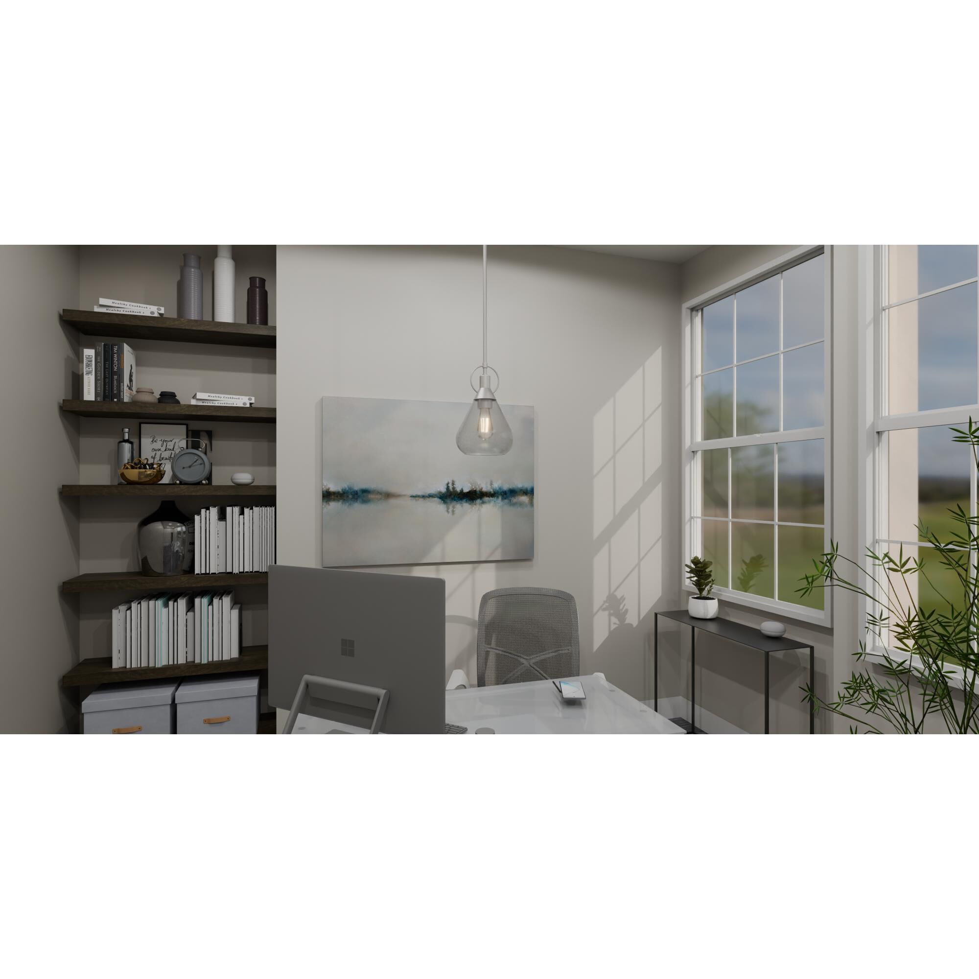 Shown in Brushed Nickel finish and Clear Water glass