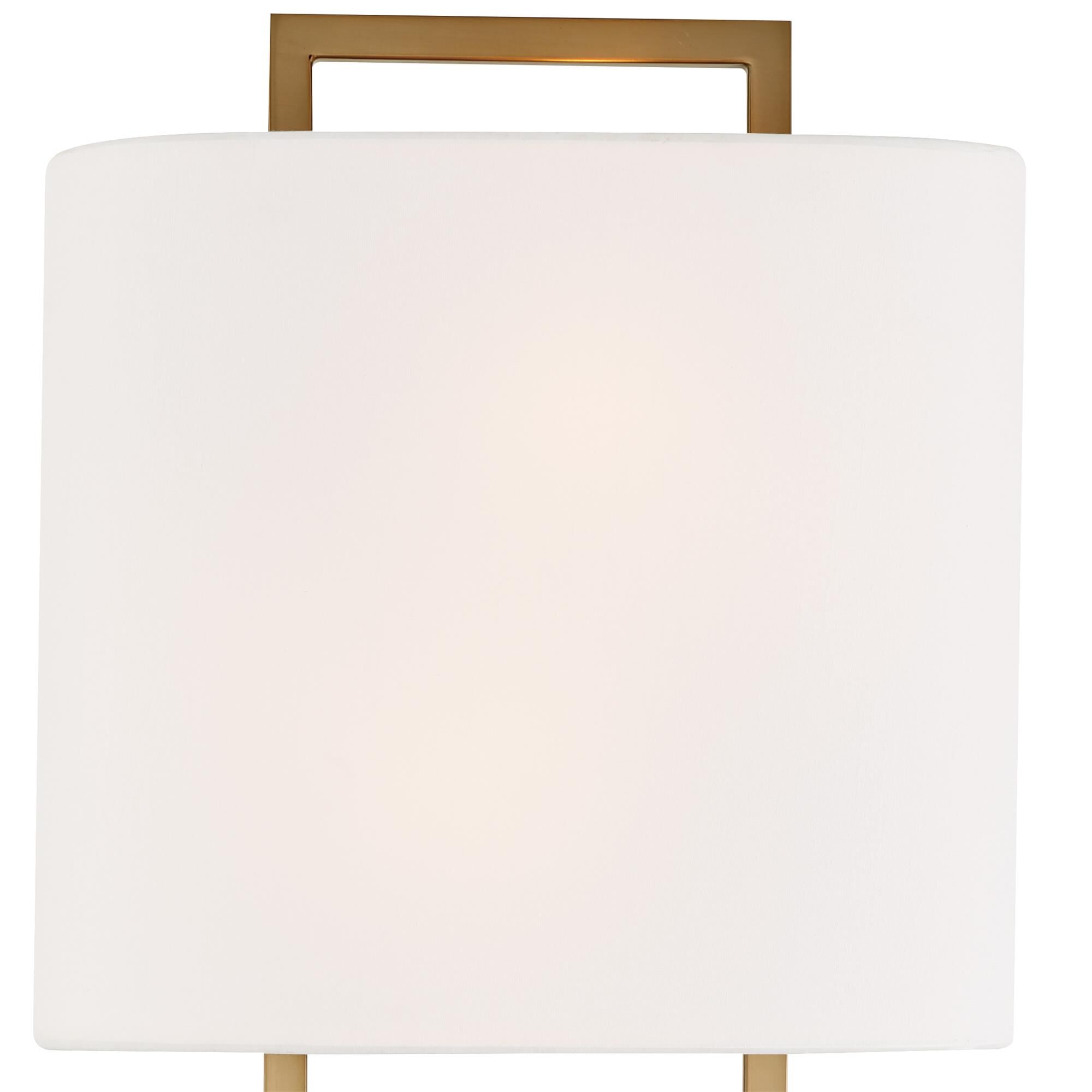 Shown in Vibrant Gold finish and Fabric glass and White shade