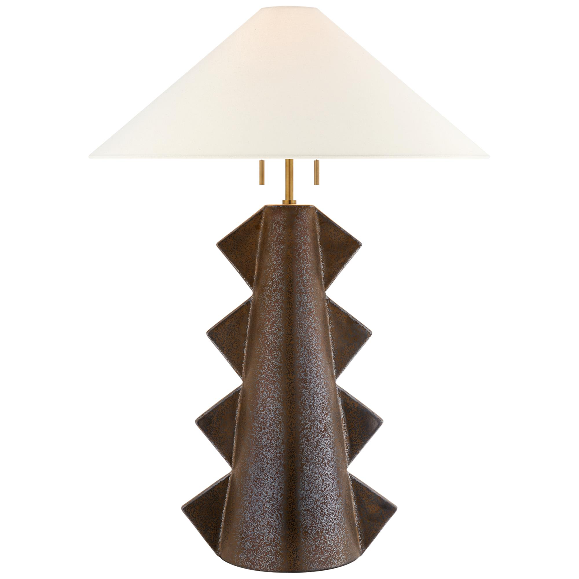 Shown in Crystal Bronze finish and Linen shade